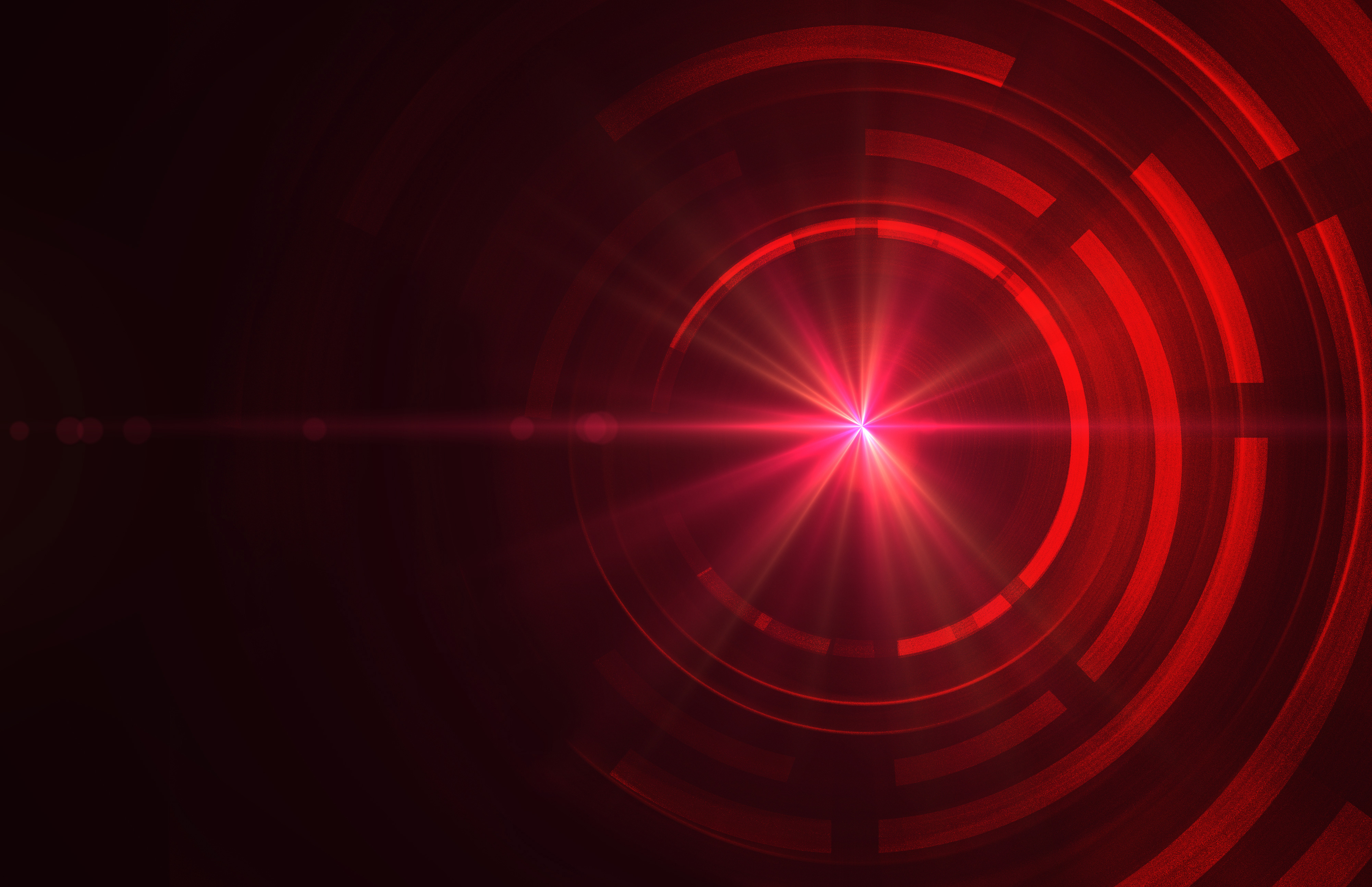 Red Abstract Light Burst with Circular Patterns 4K HD Wallpaper