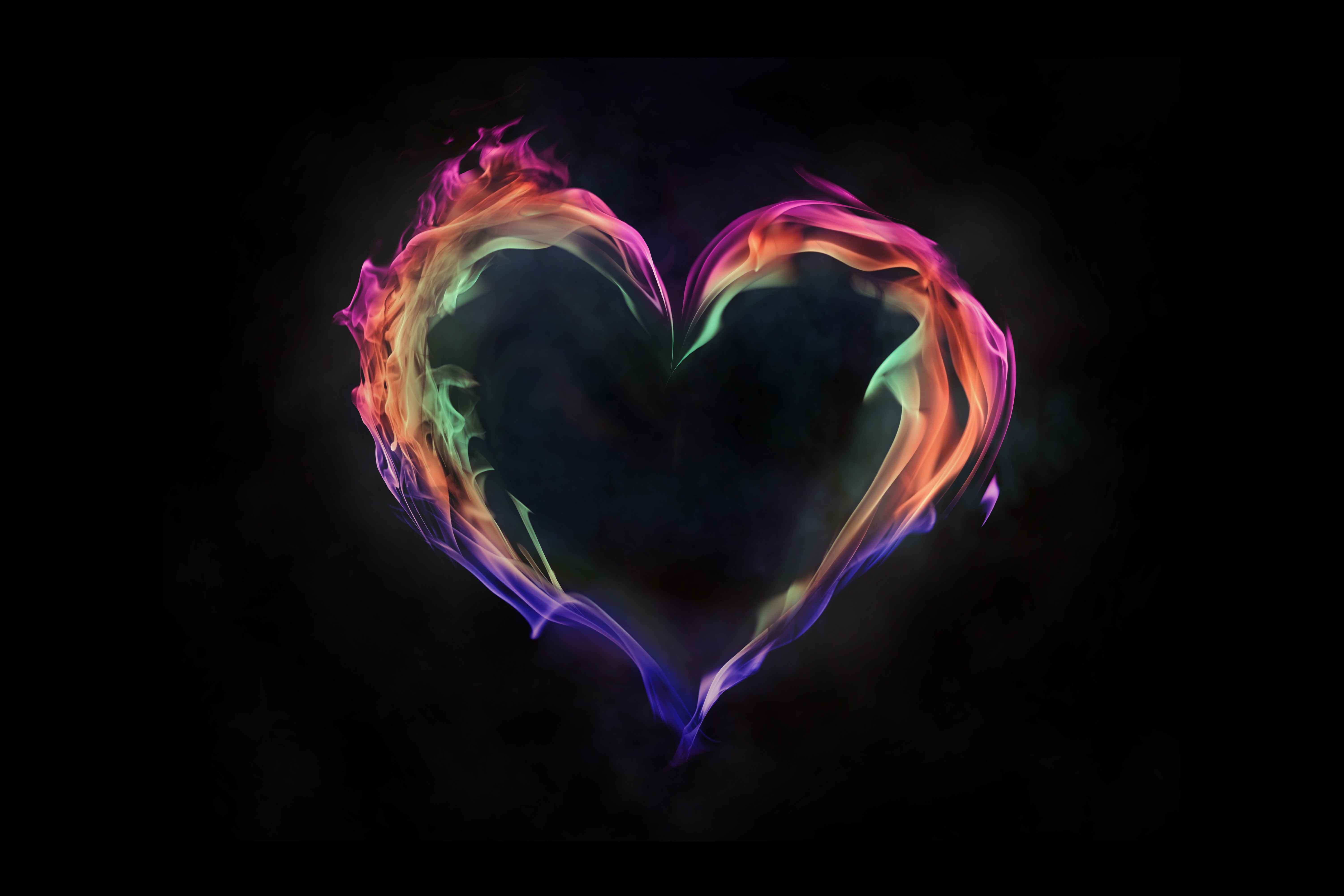 Heart made of colorful smoke HD Wallpaper