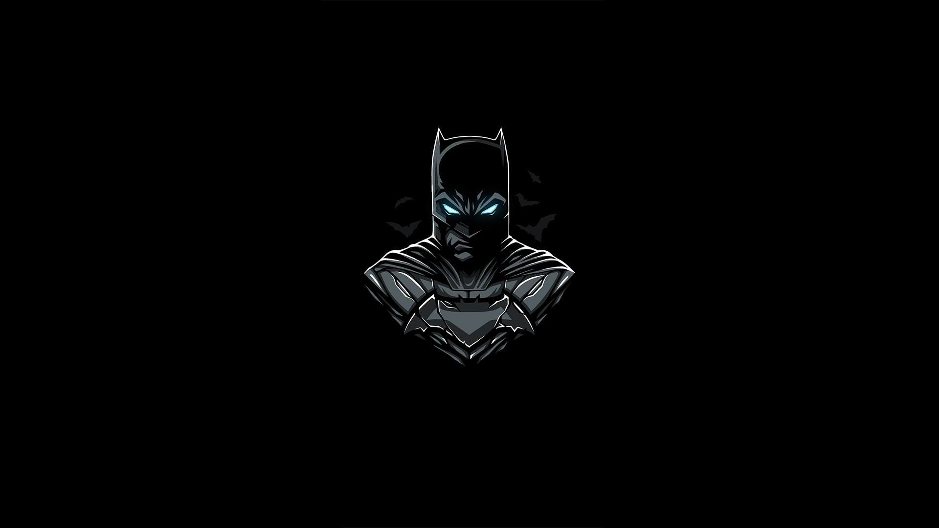 Batman artwork with glowing blue eyes HD Wallpaper