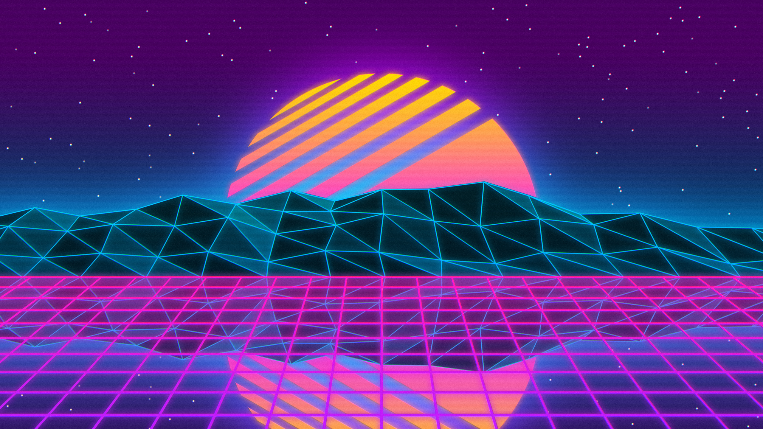 Synthwave Retrowave Digital Art Landscape HD Wallpaper