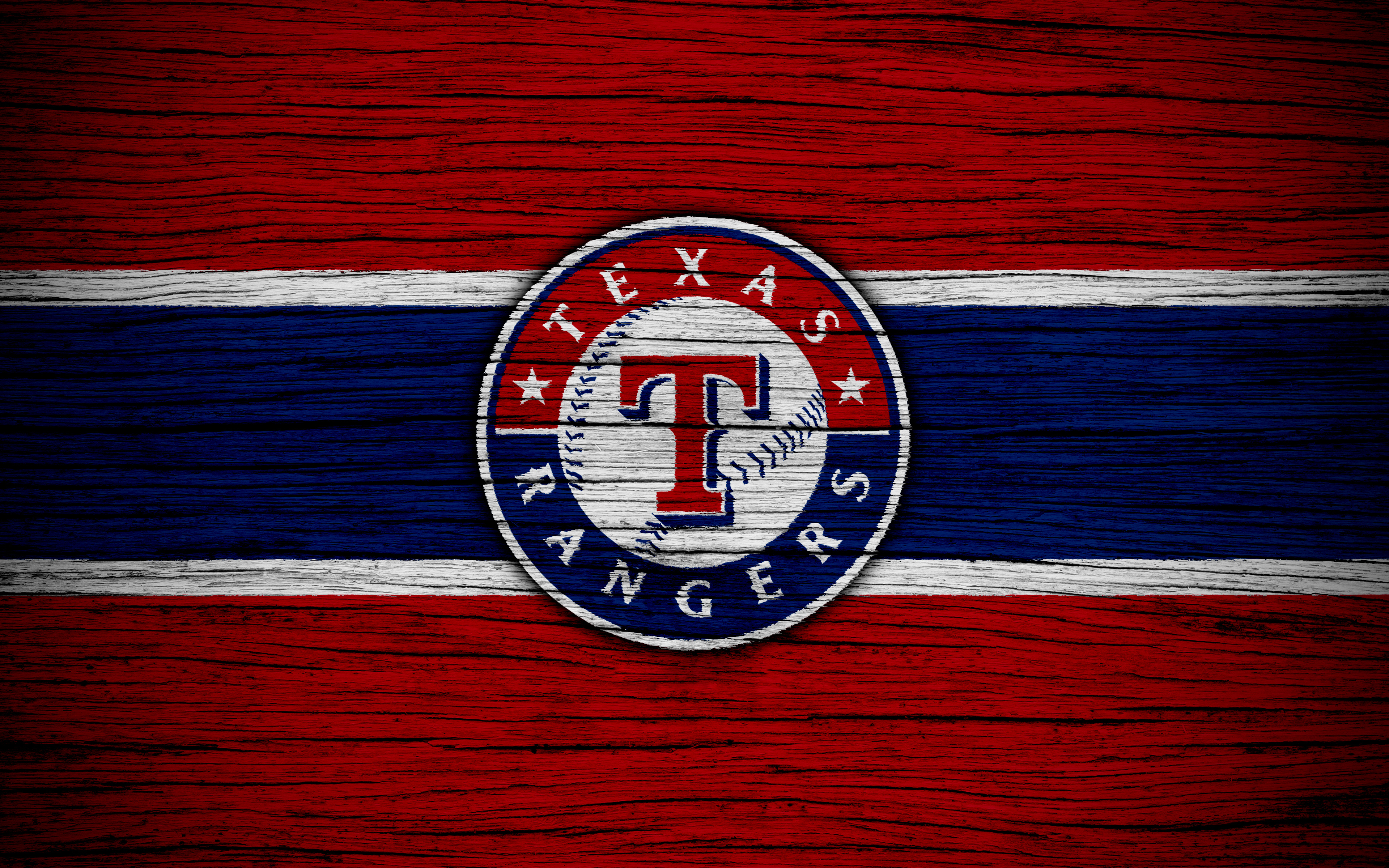 Texas Rangers MLB Logo on Wood Texture HD Wallpaper
