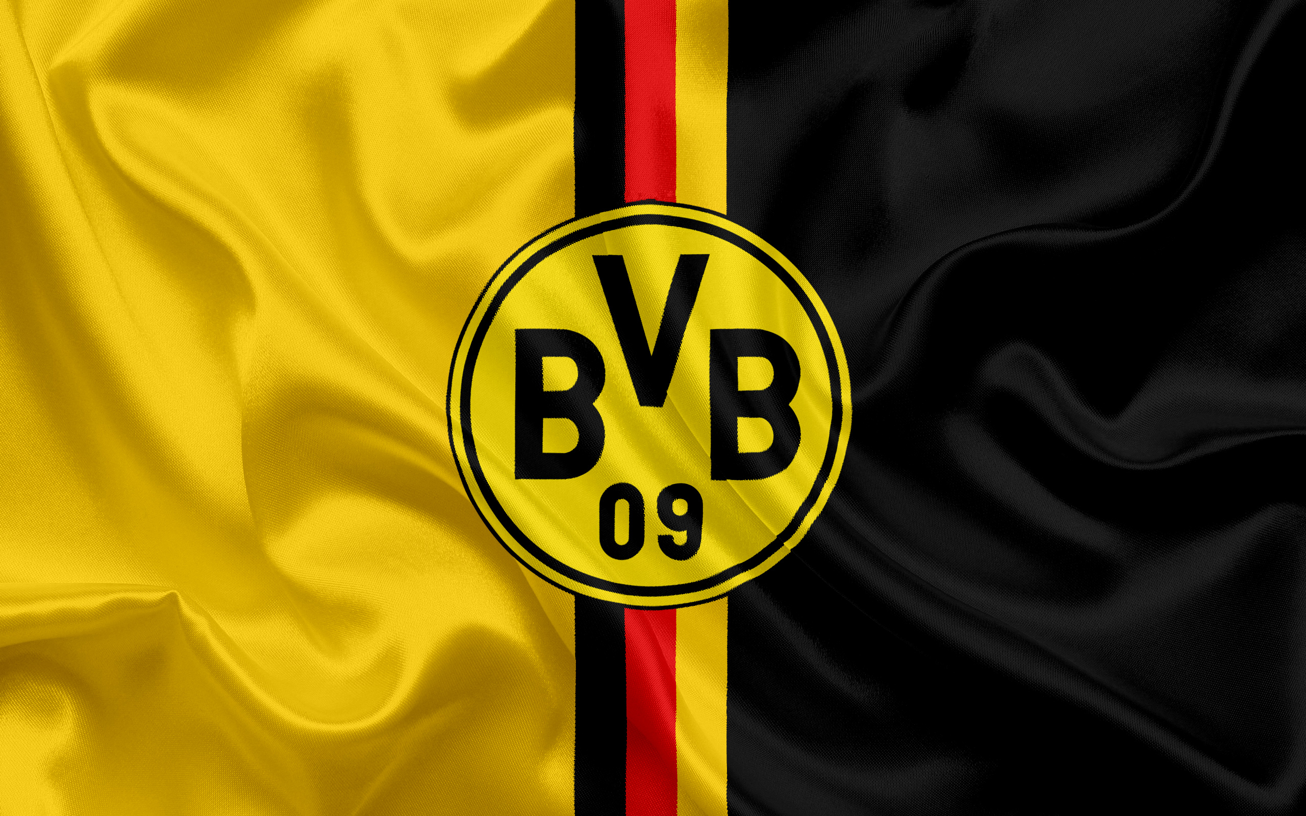 Borussia Dortmund BVB 09 Emblem on Black Yellow Flag HD Wallpaper