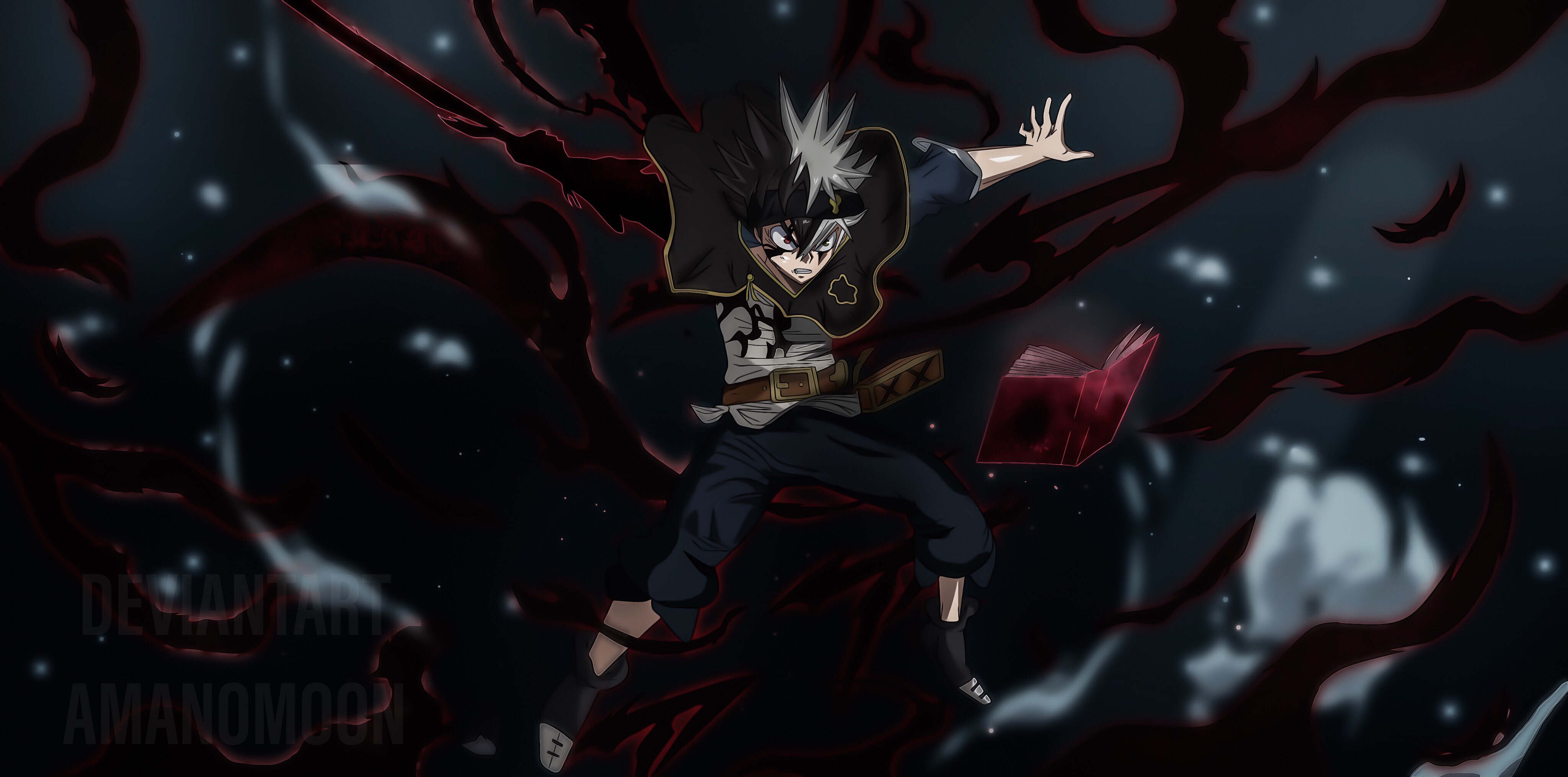 Asta Summoning Dark Magic in Black Clover Battle HD Wallpaper