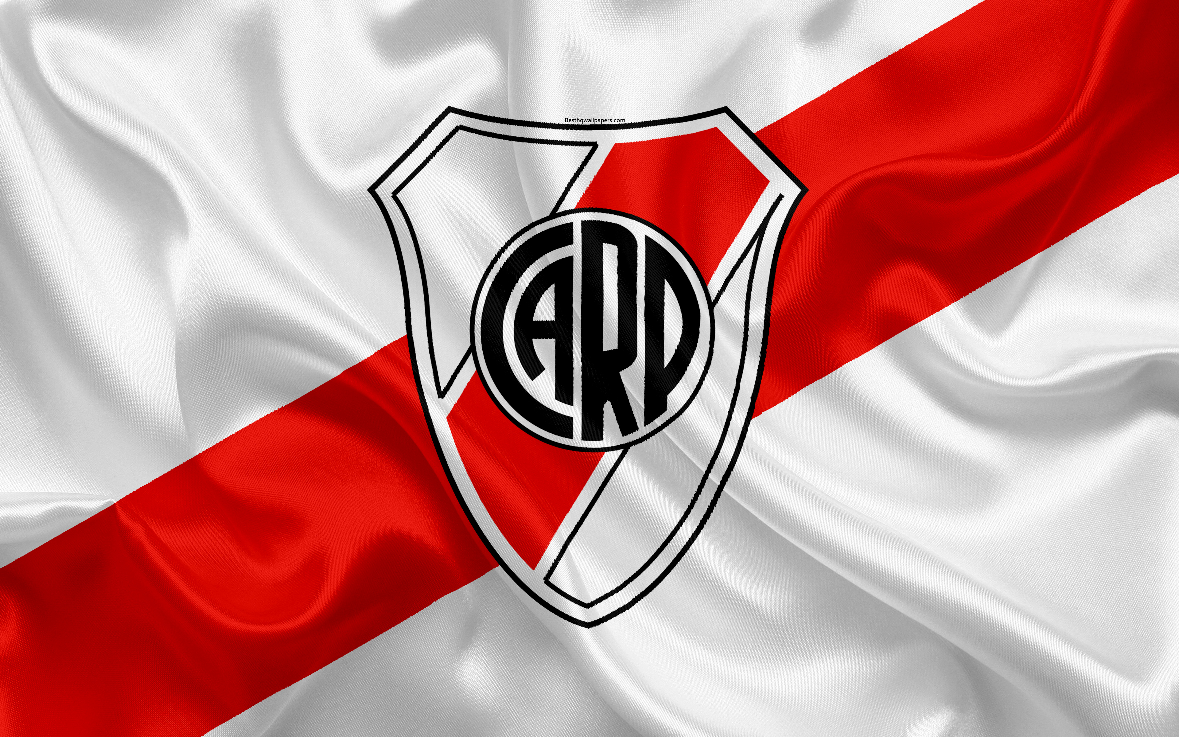 Club Atlético River Plate logo on a satin flag HD Wallpaper
