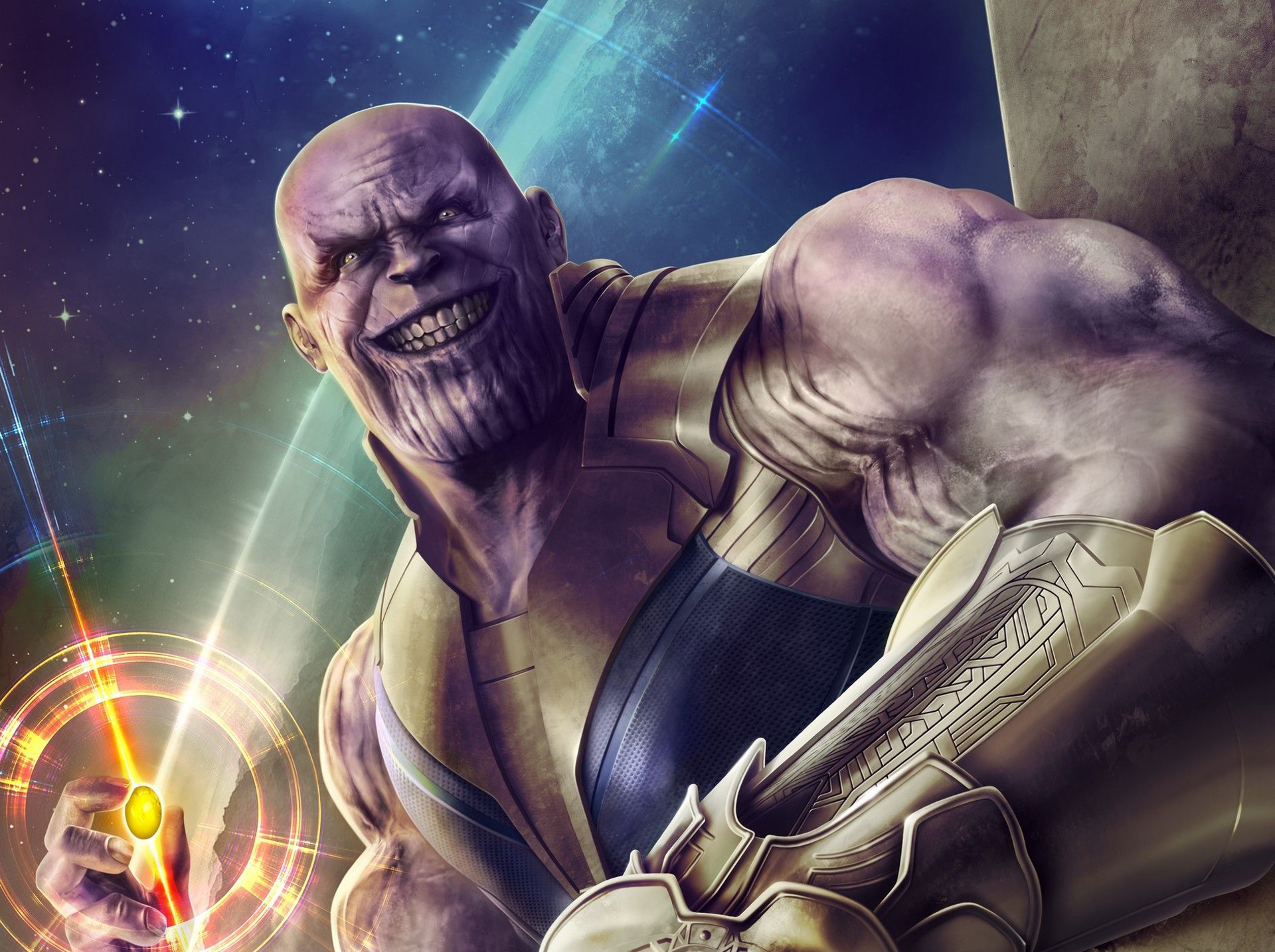 Thanos from Marvel Cinematic Universe holding the Infinity Stone HD Wallpaper