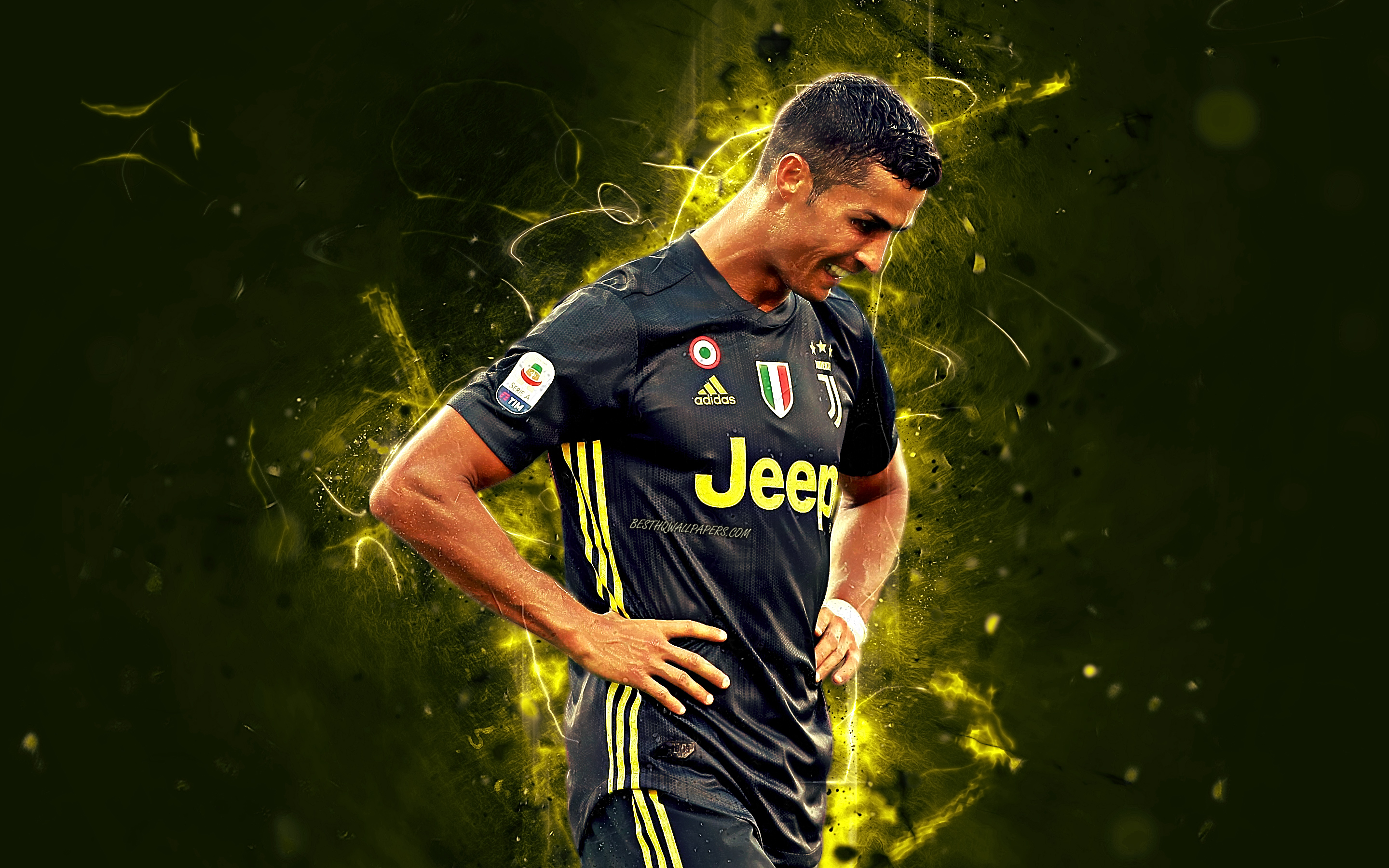 Cristiano Ronaldo Wearing Juventus Black Kit HD Wallpaper