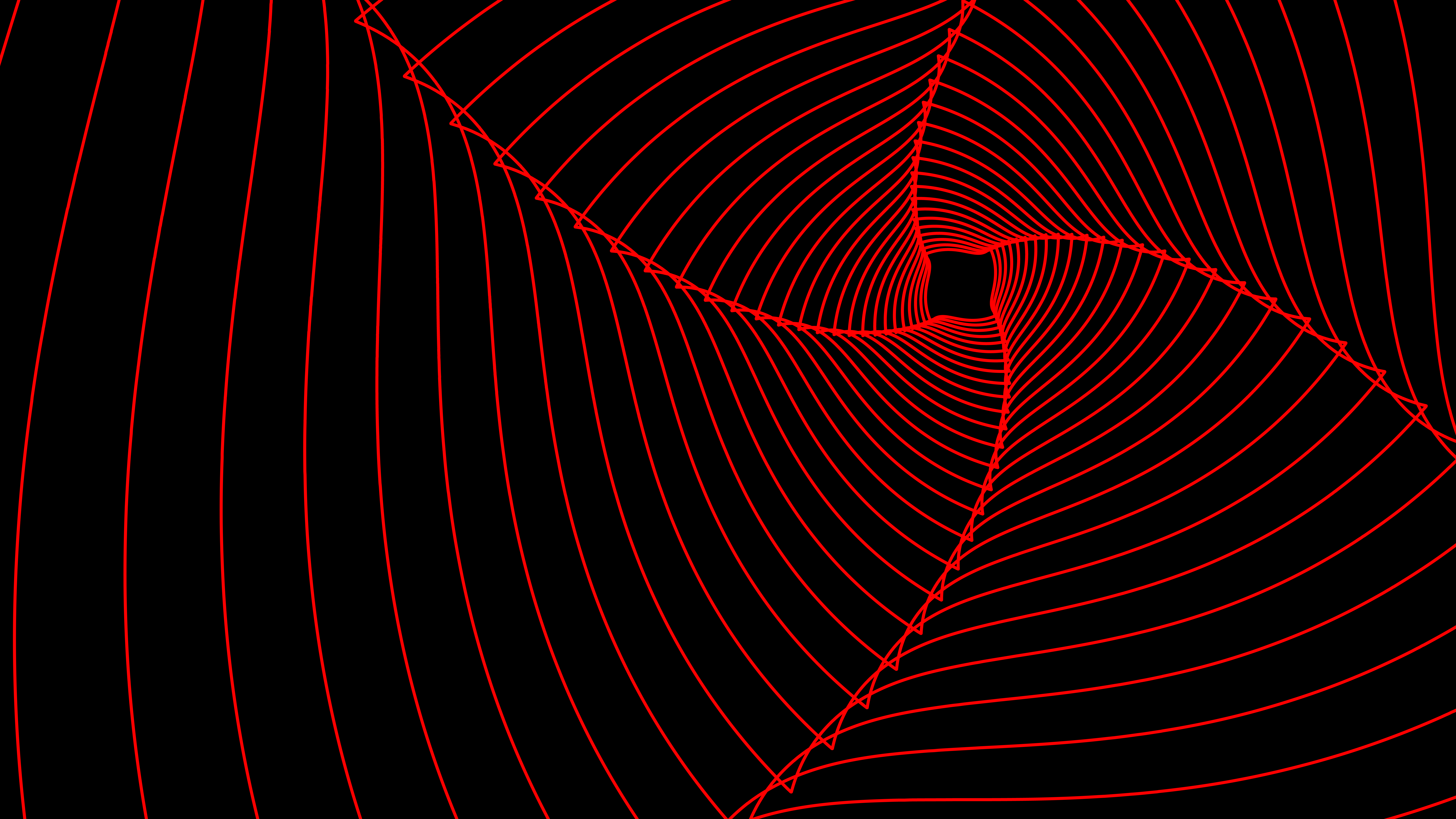 Abstract red spiral lines on black background HD Wallpaper