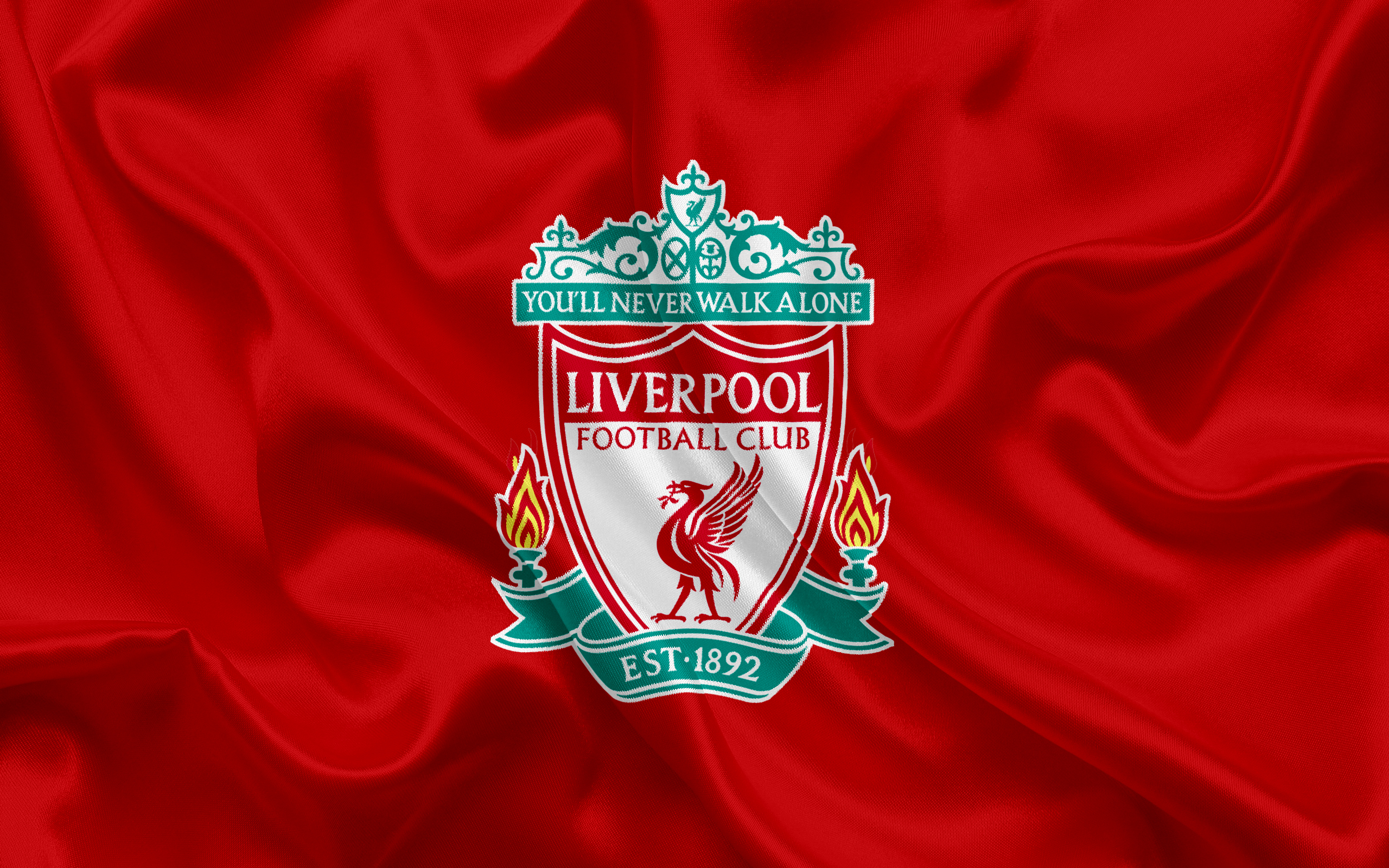 Liverpool F.C. Logo on Red Fabric HD Wallpaper