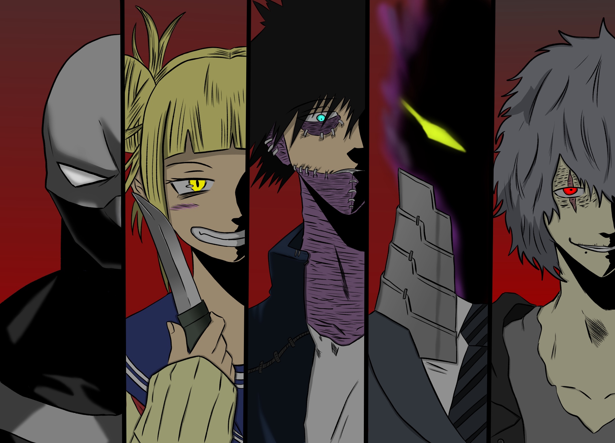 Boku No Hero Academia Villains in Dark Split Frame HD Wallpaper
