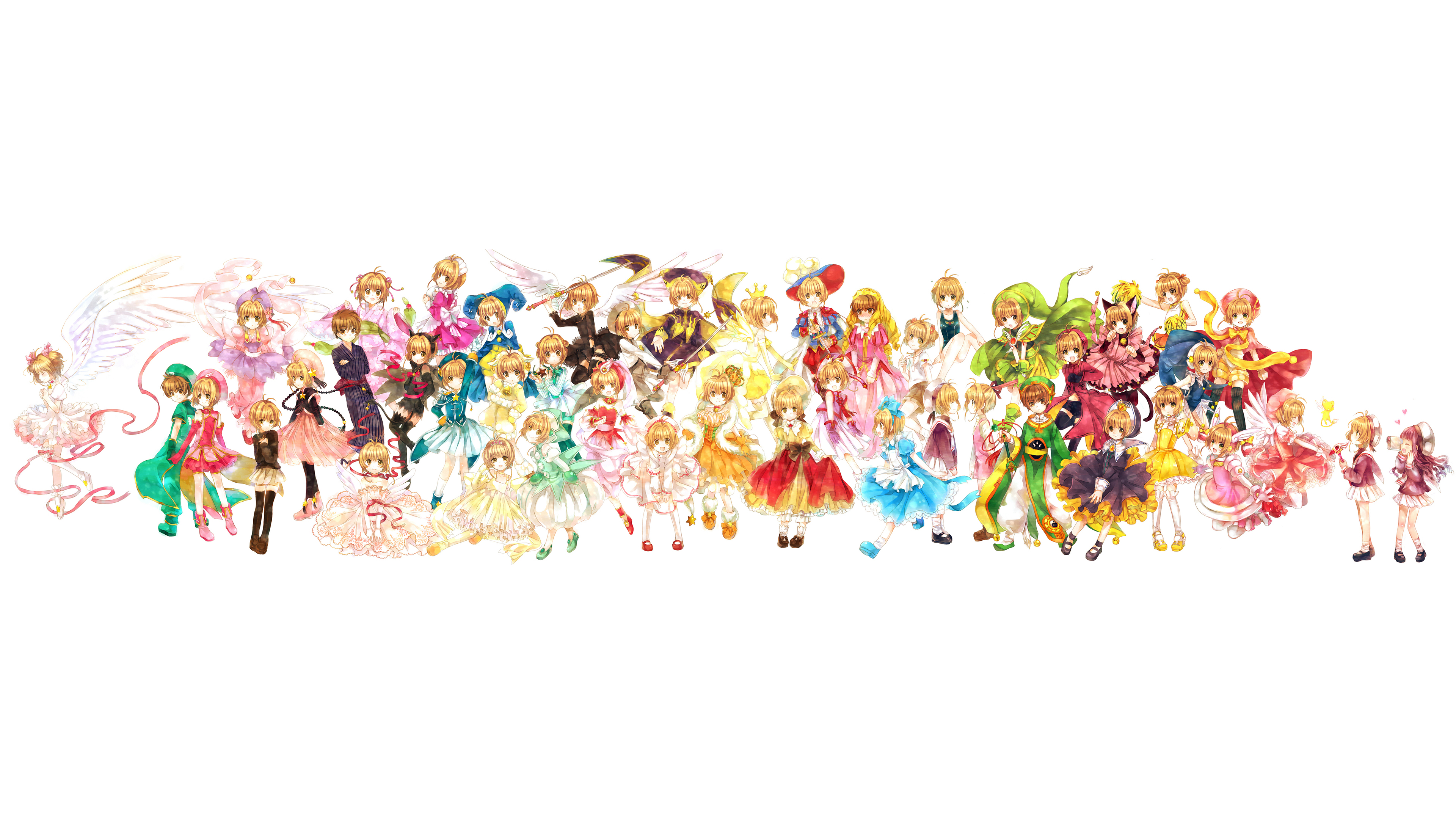 Cardcaptor Sakura characters in various outfits HD Wallpaper