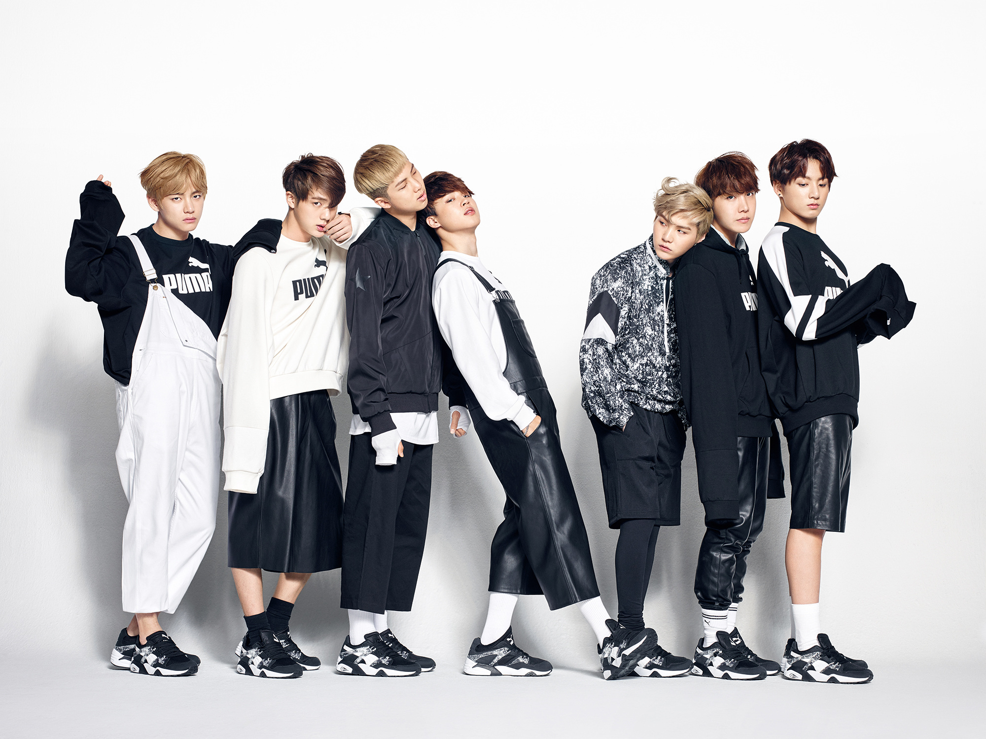 BTS members posing for Puma campaign HD Wallpaper