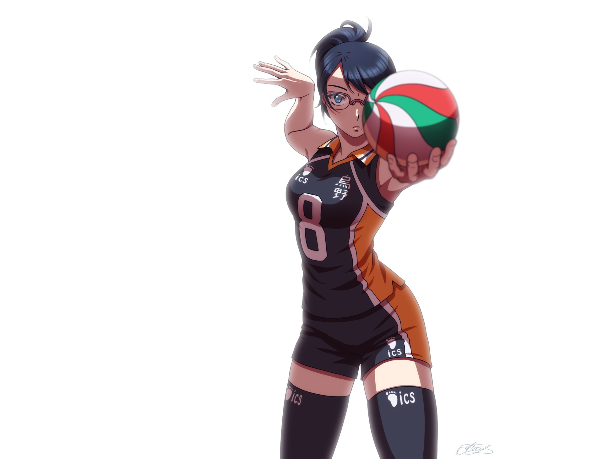 Kiyoko Shimizu from Haikyuu! serving a volleyball HD Wallpaper