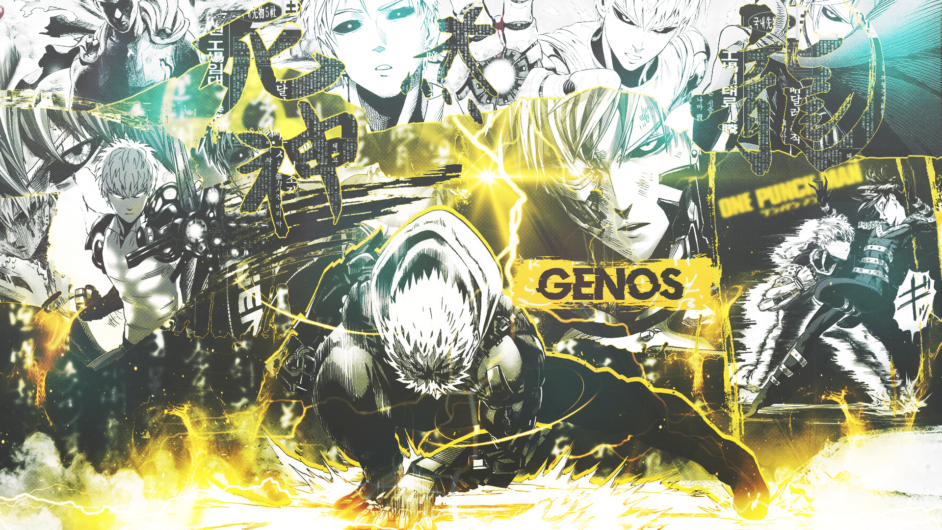 Genos from One-Punch Man collage HD Wallpaper