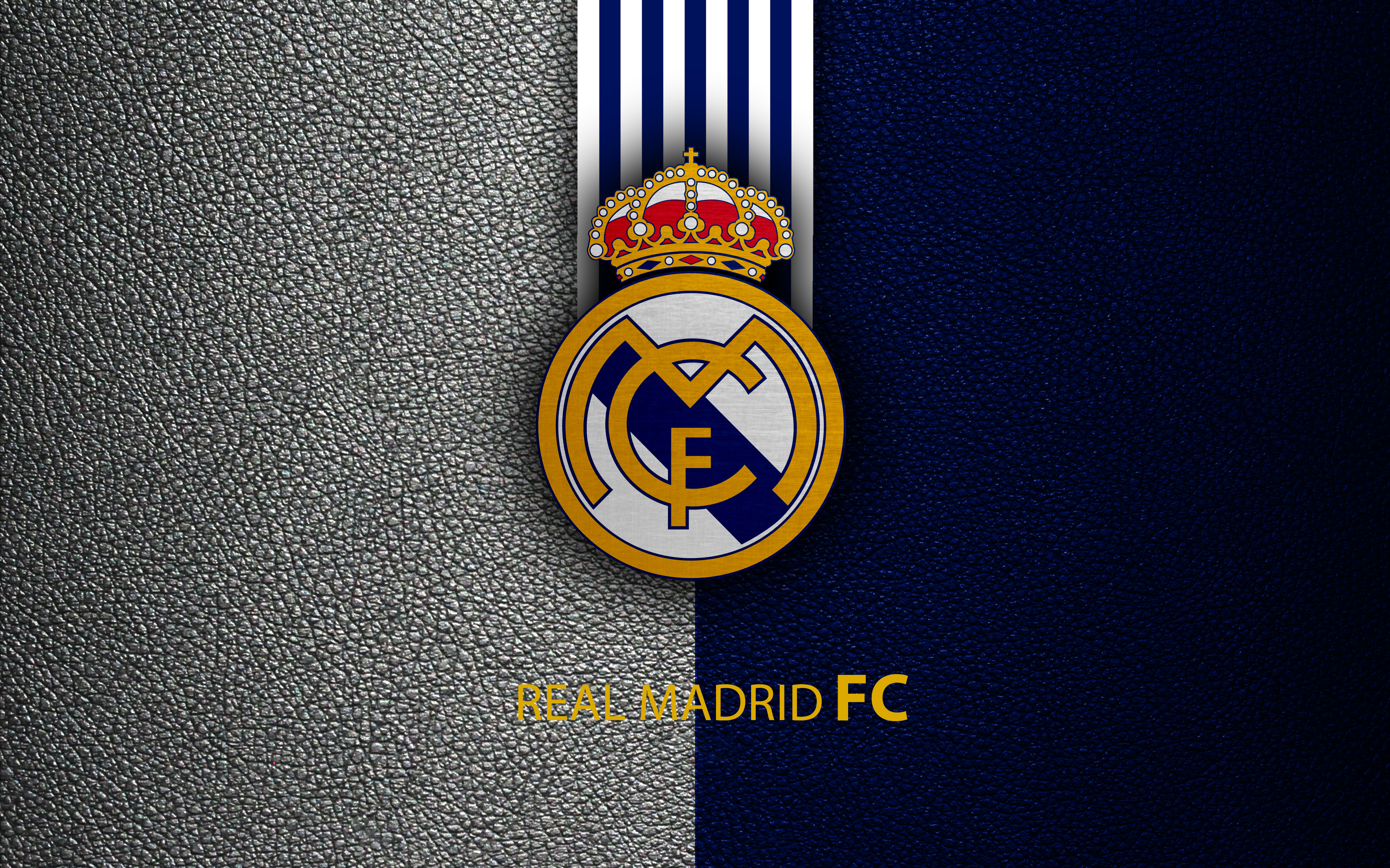 Real Madrid FC logo and text HD Wallpaper