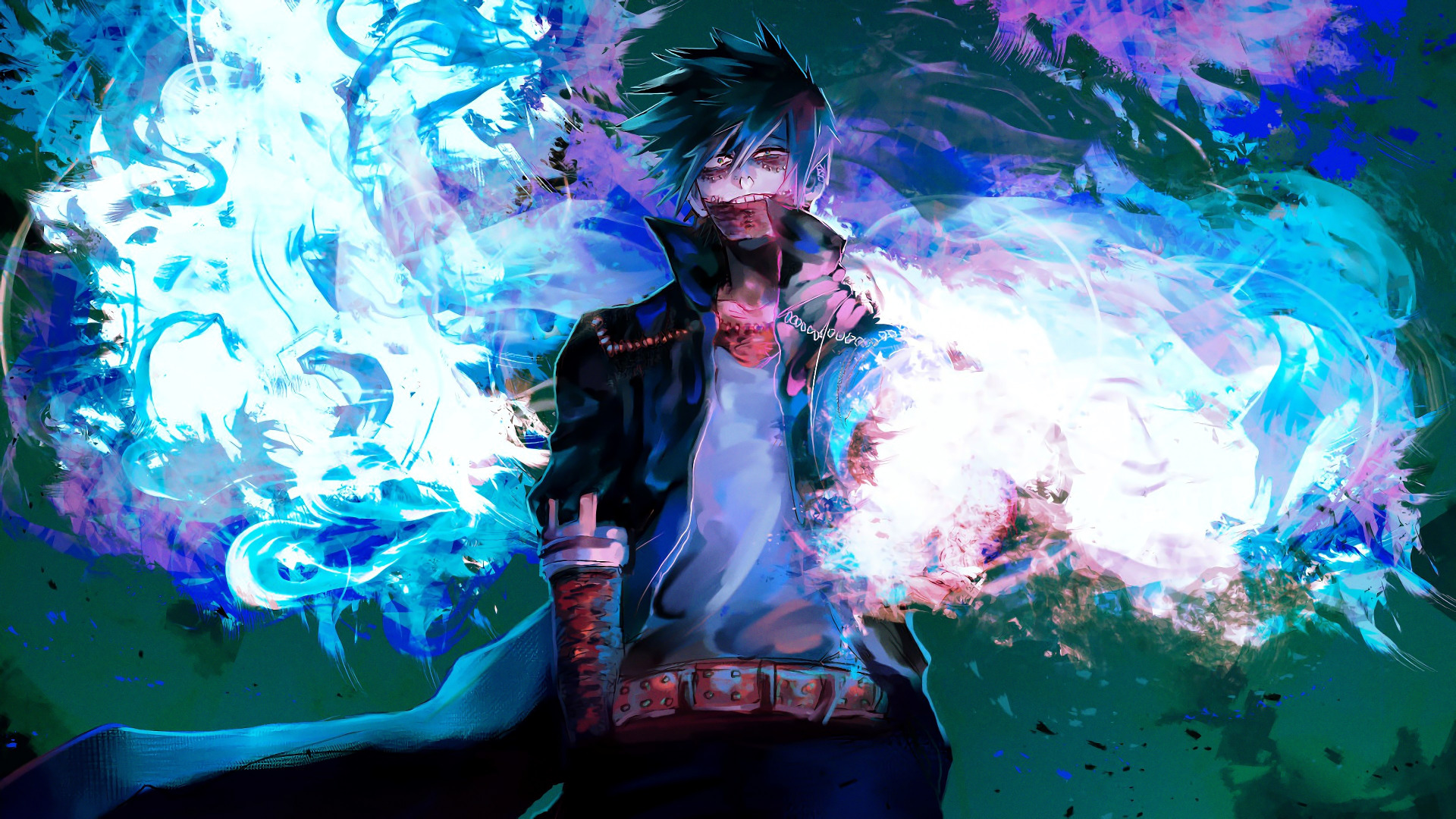 Dabi from Boku No Hero Academia with blue flames HD Wallpaper