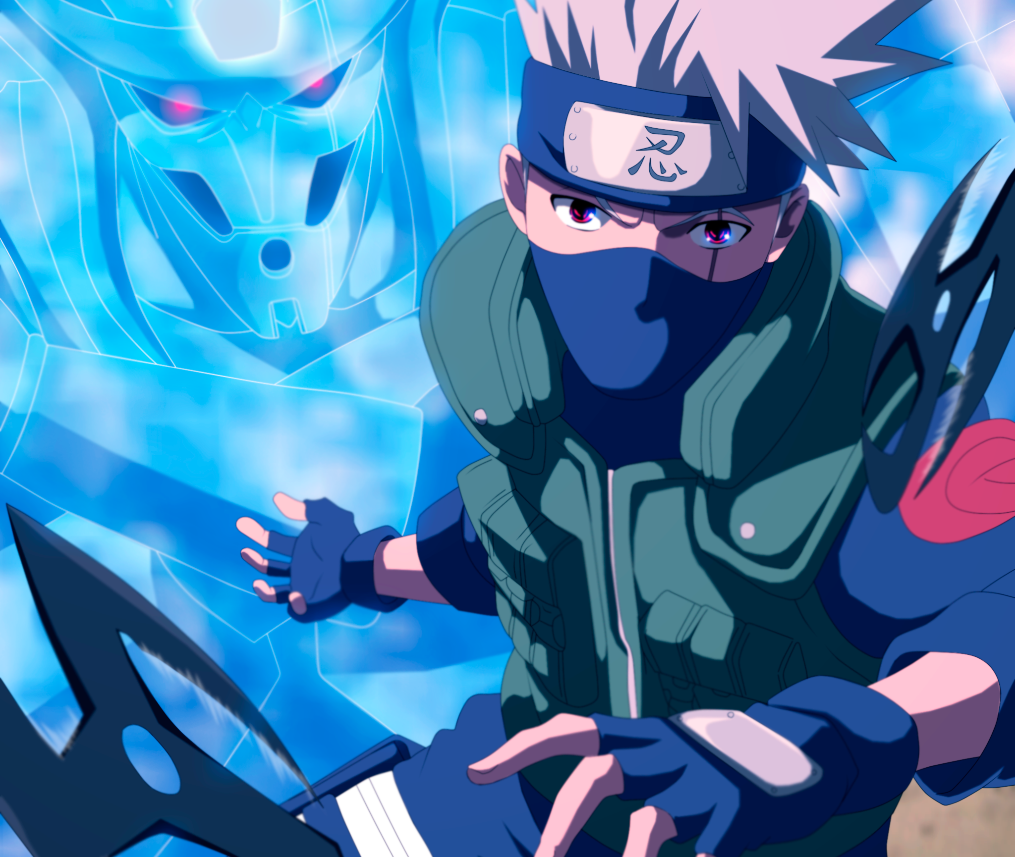 Kakashi Hatake with Summoned Water Ninja HD Wallpaper