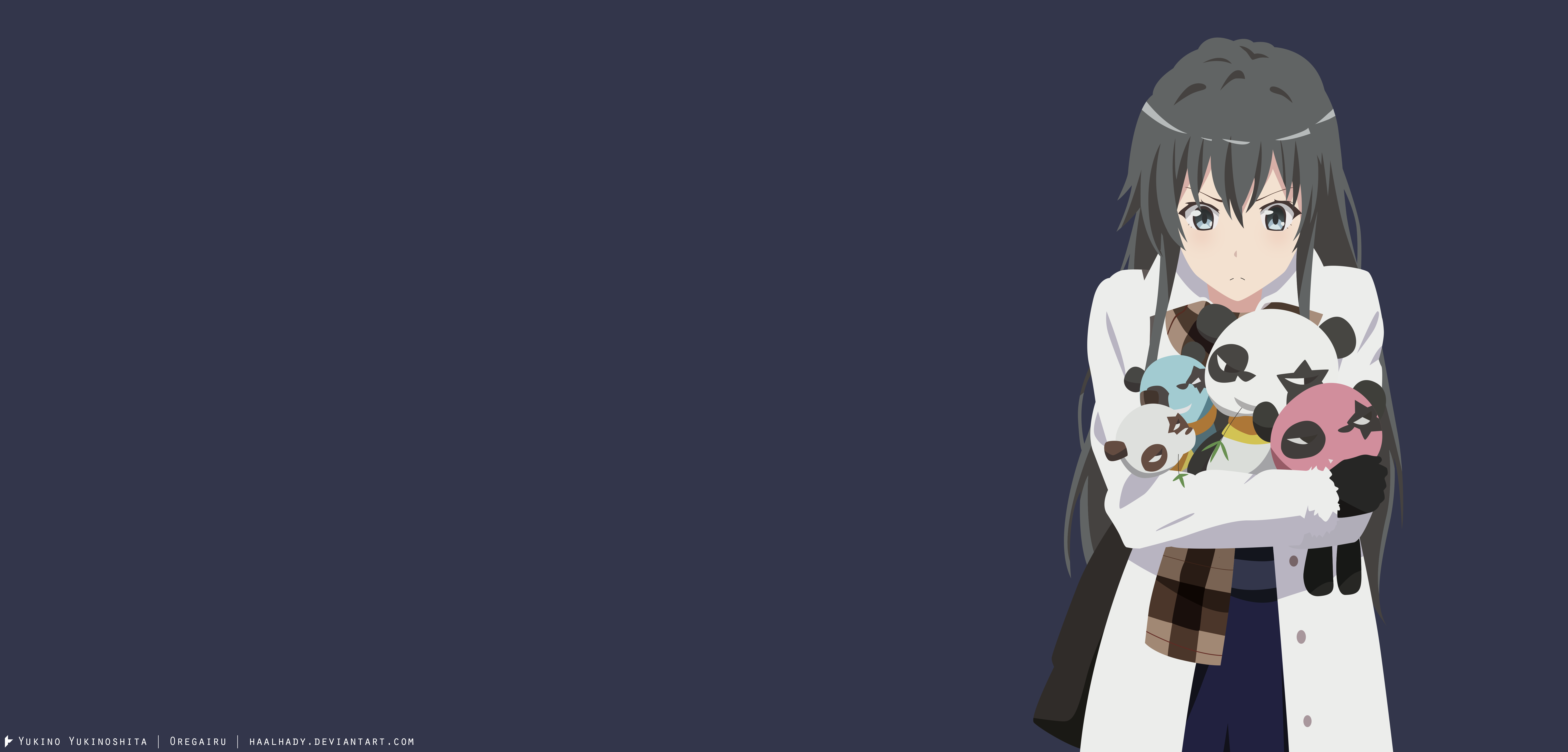 Yukino Yukinoshita holding stuffed pandas HD Wallpaper