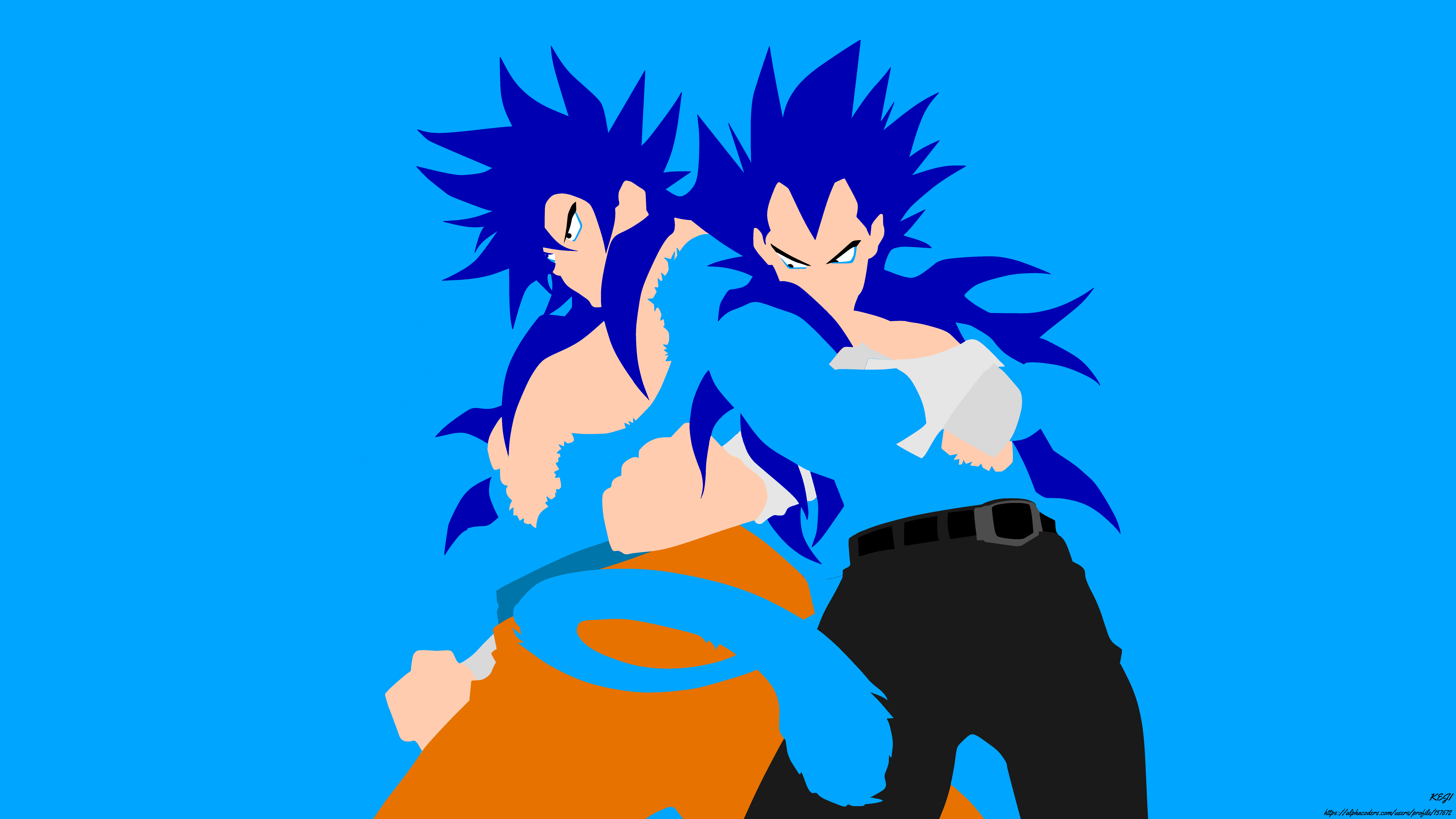Goku and Vegeta Super Saiyan Blue Minimalist Art HD Wallpaper