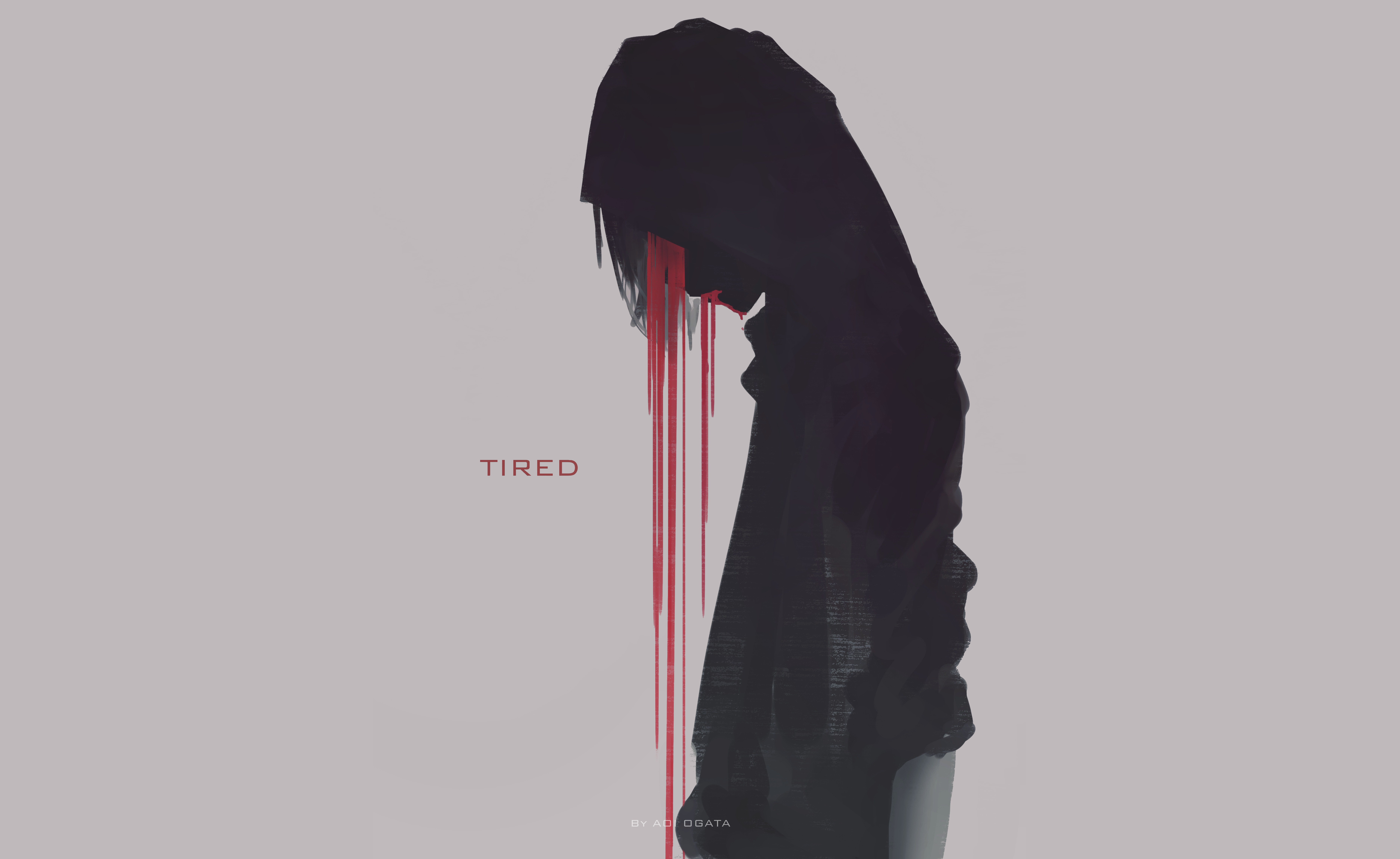 Anime Boy with Red Tears HD Wallpaper