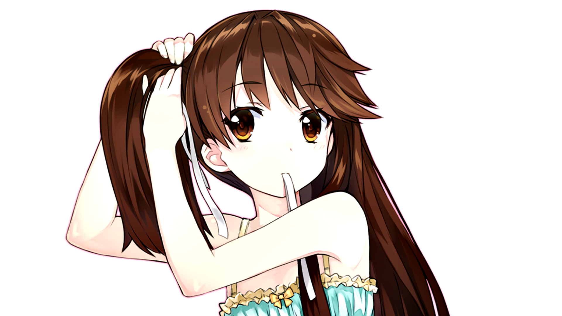 Girl with brown hair and brown eyes HD Wallpaper