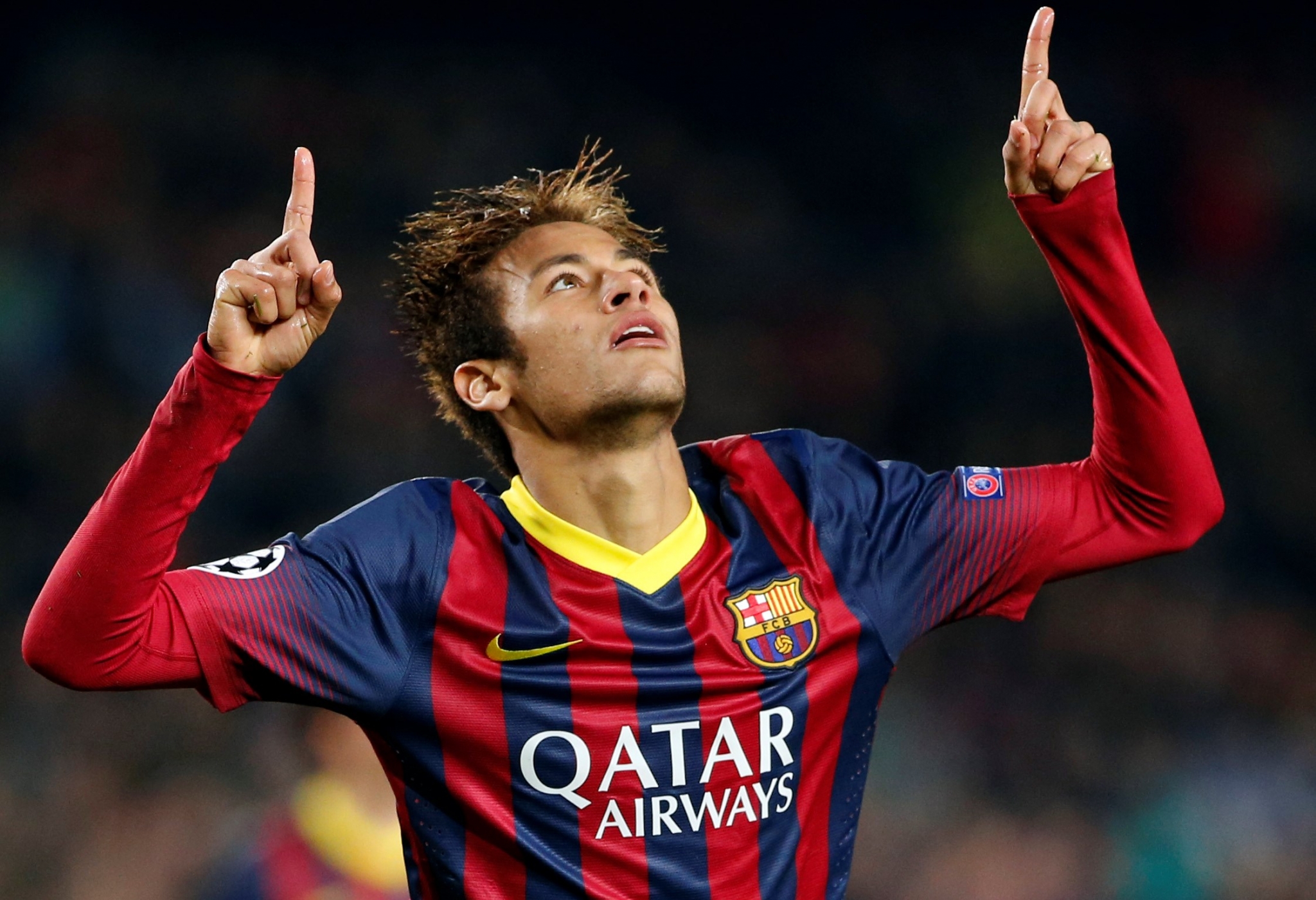 Neymar Jr. celebrating a goal for FC Barcelona HD Wallpaper