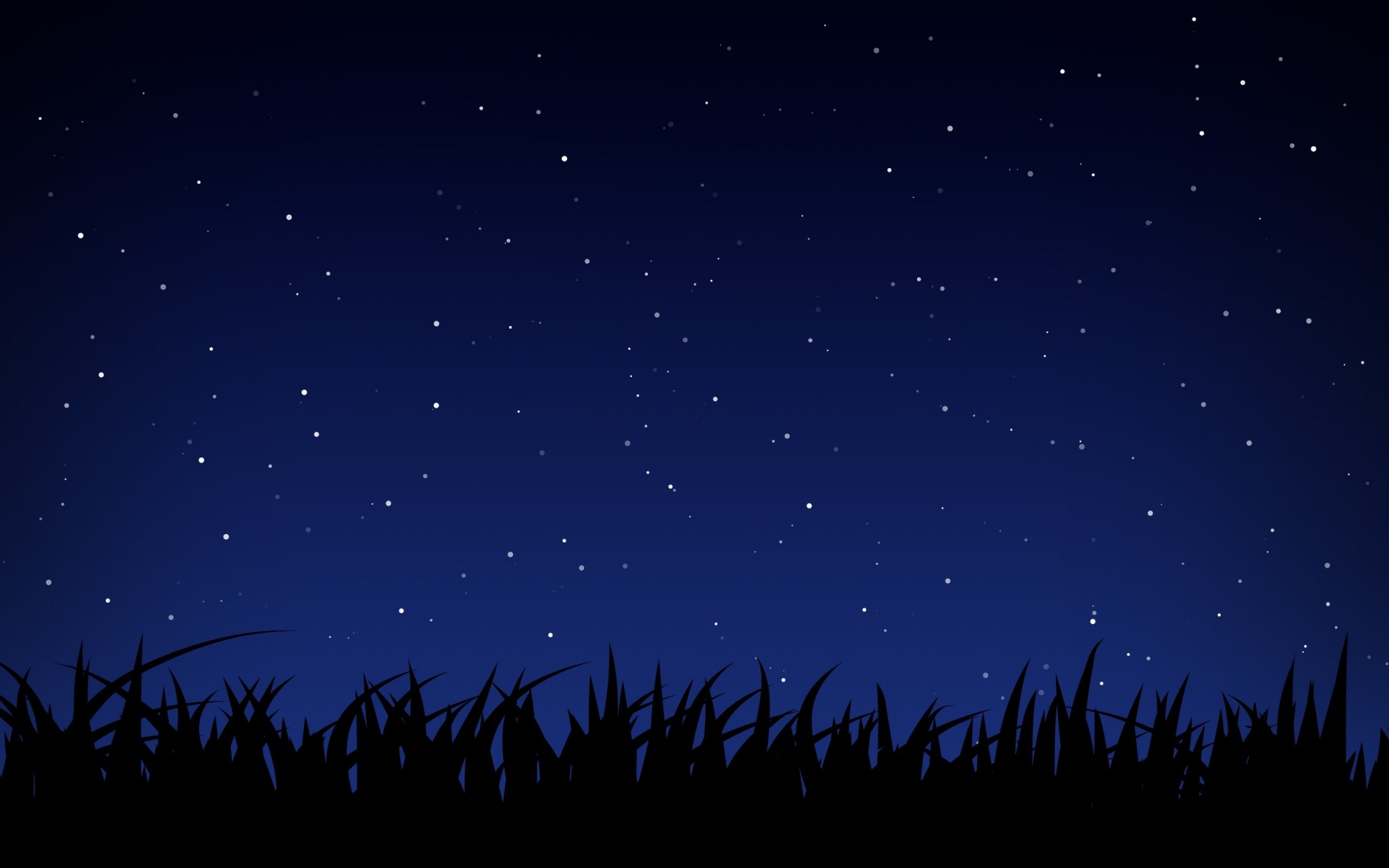 Night sky with stars and grass silhouette HD Wallpaper