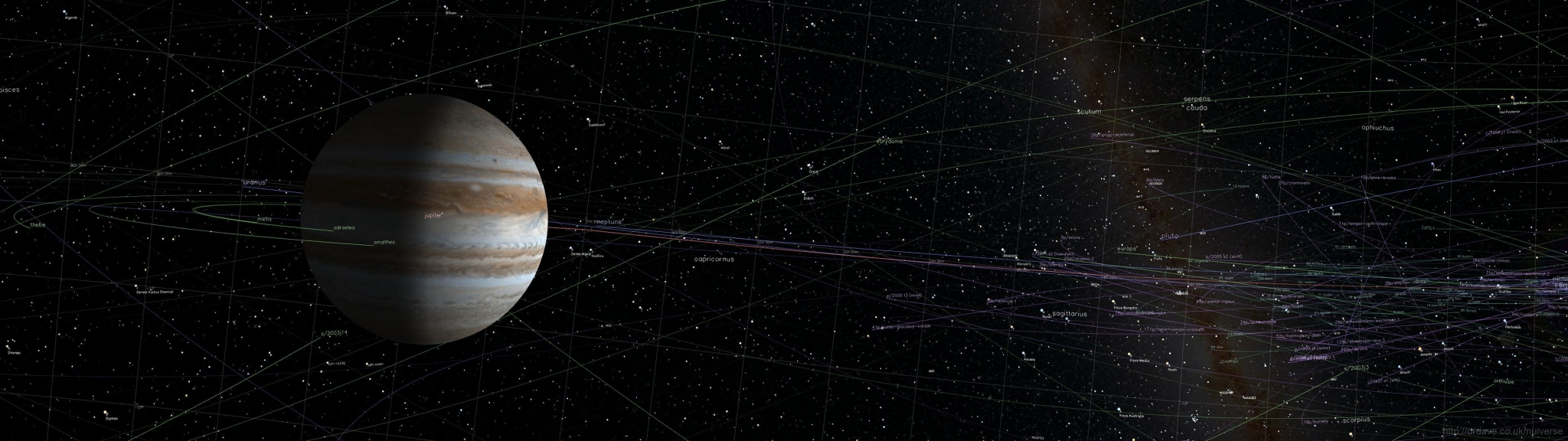 Jupiter and its orbital paths in space HD Wallpaper