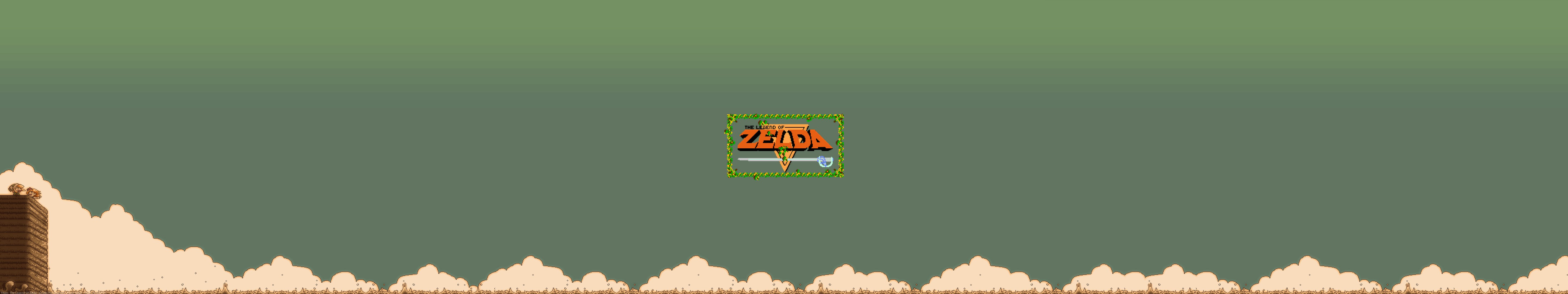 The Legend of Zelda logo with clouds and mountains HD Wallpaper