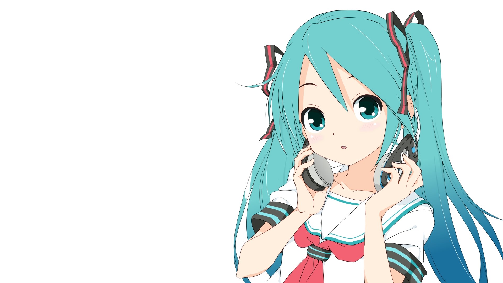 Hatsune Miku with Headphones HD Wallpaper