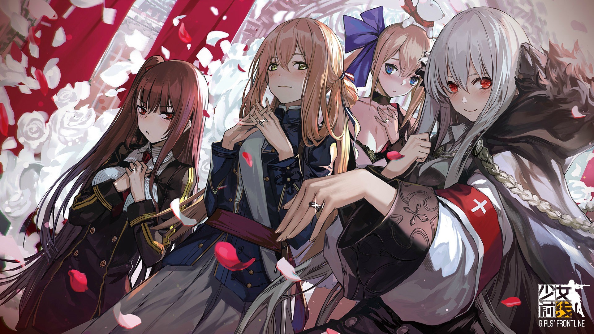 Four Female Characters from Girls Frontline Anime Style HD Wallpaper