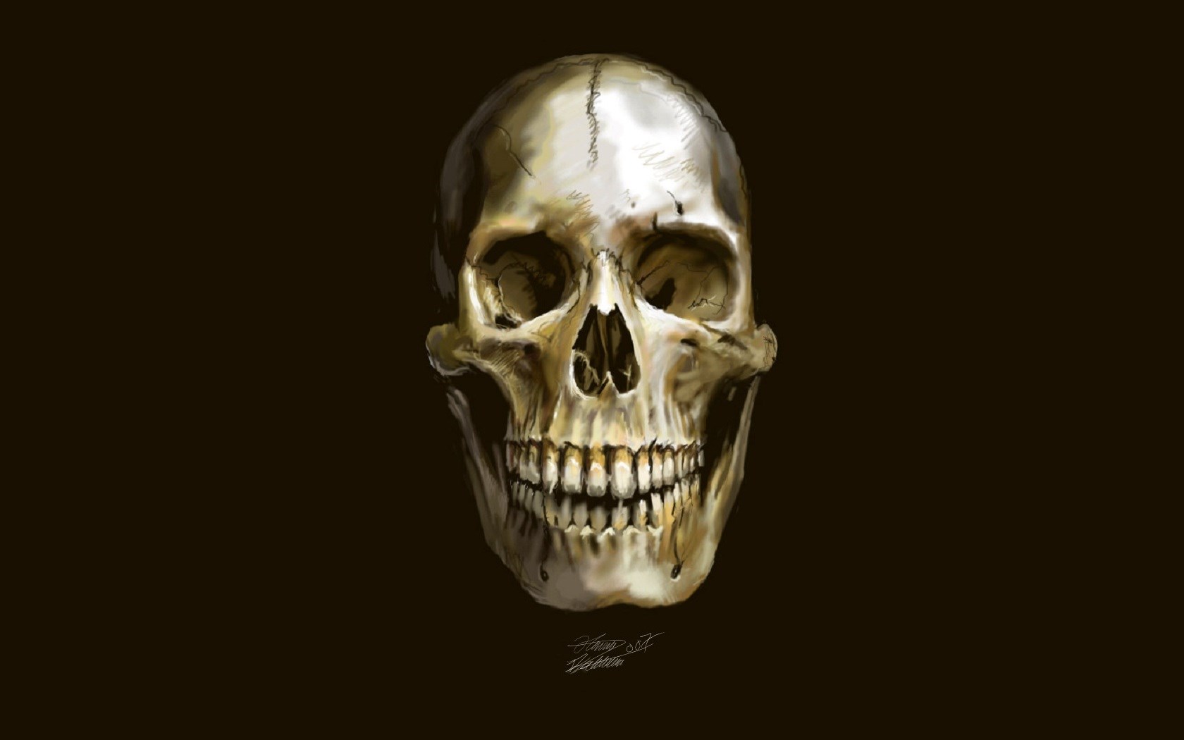 A realistic painting of a human skull HD Wallpaper