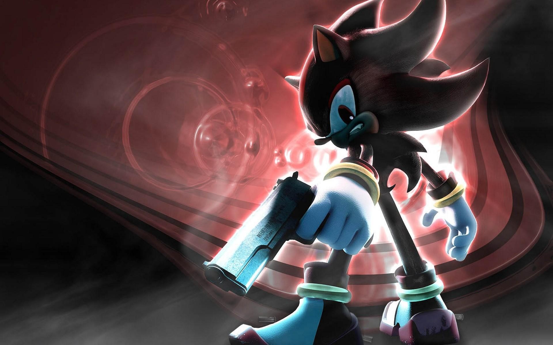 Shadow the Hedgehog holding a gun HD Wallpaper