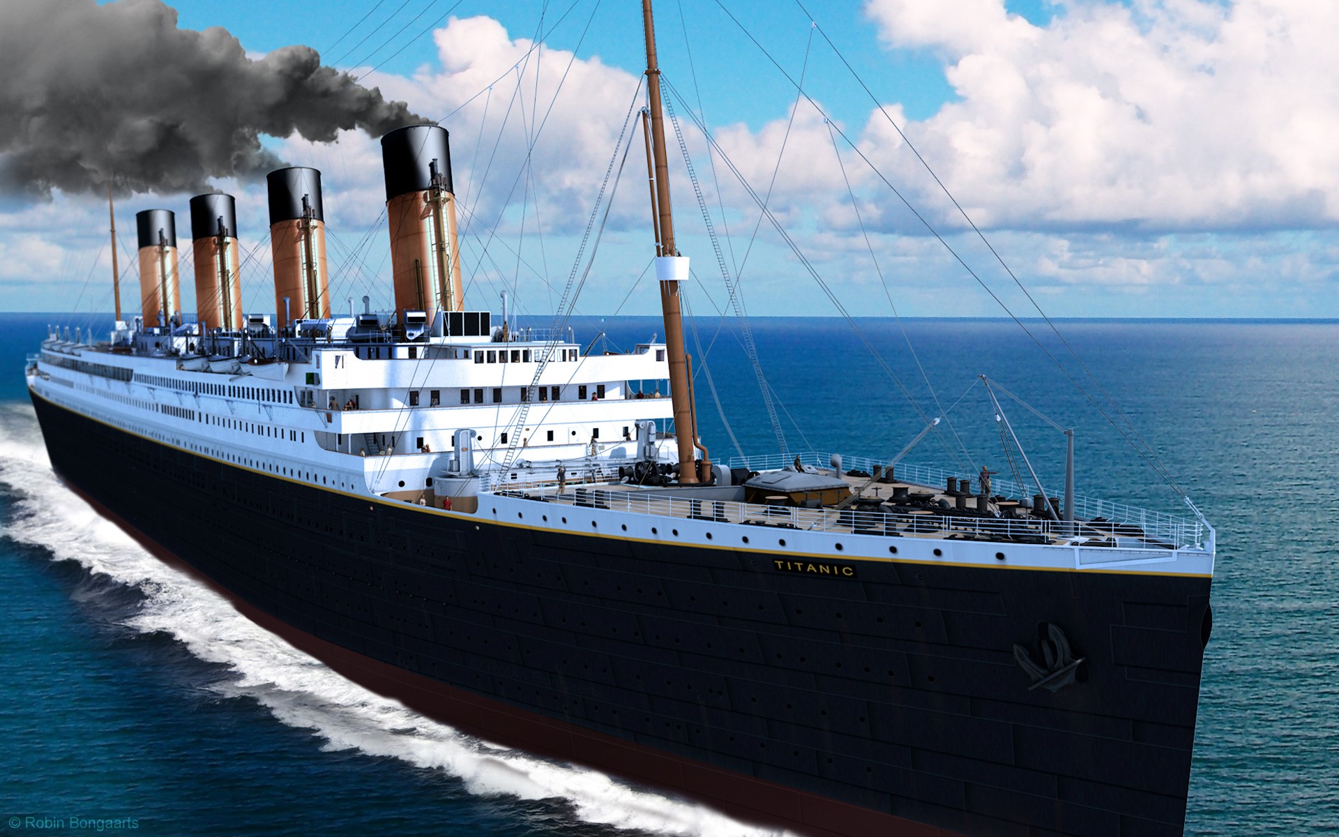 Majestic Titanic Ocean Liner Sailing at Sea HD Wallpaper