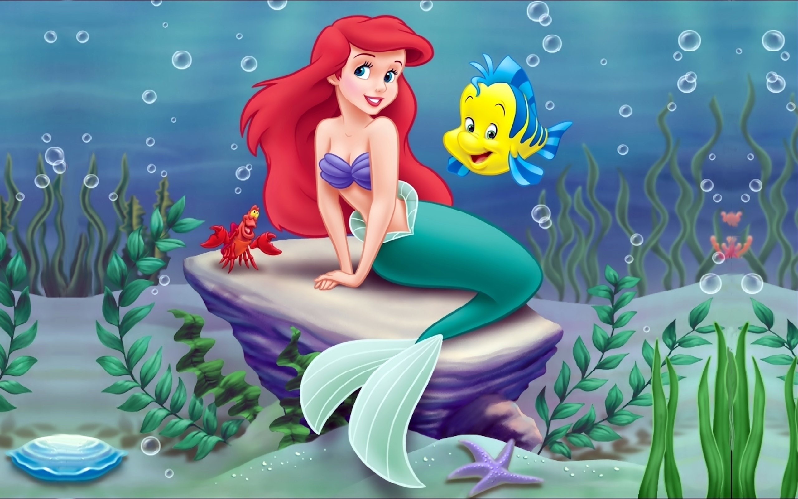 The Little Mermaid Underwater Scene with Friends HD Wallpaper