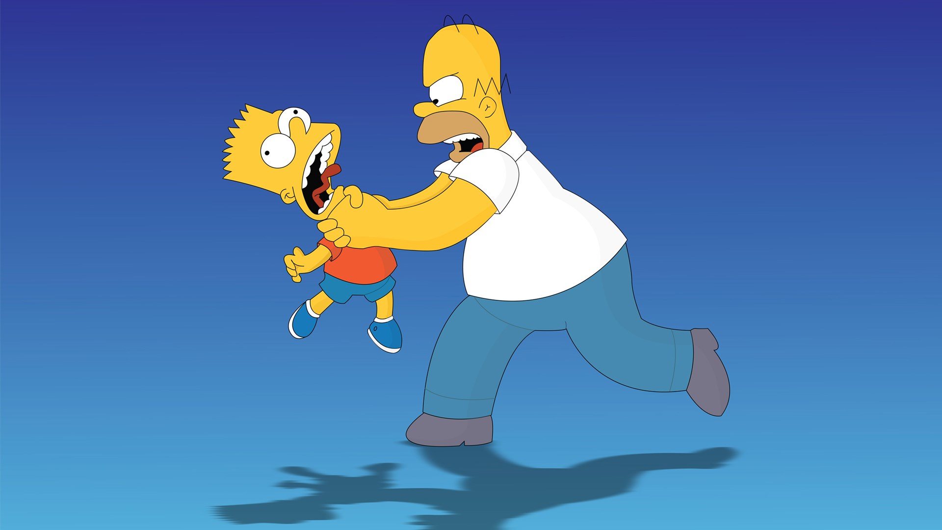 Homer Simpson choking Bart Simpson HD Wallpaper