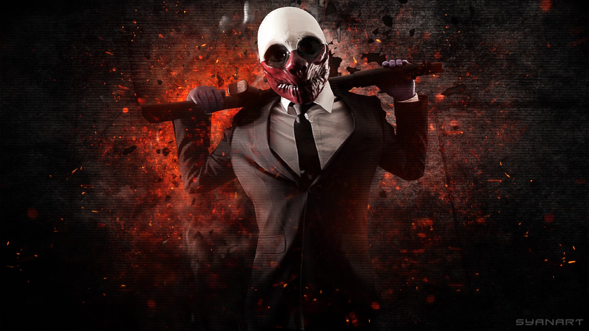 Dallas from Payday: The Heist holding a rifle HD Wallpaper