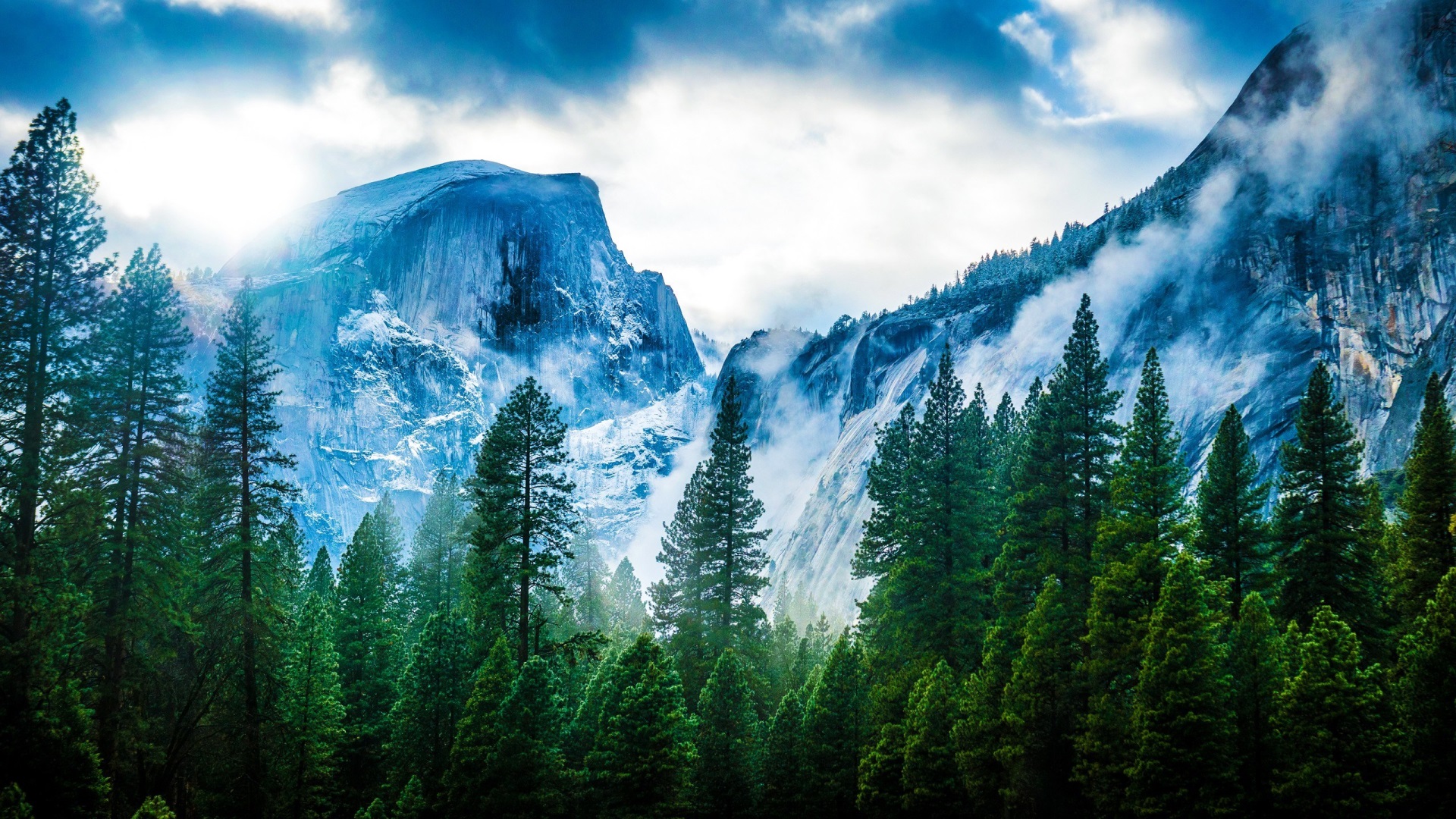 Half Dome Yosemite National Park Fog HD Wallpaper