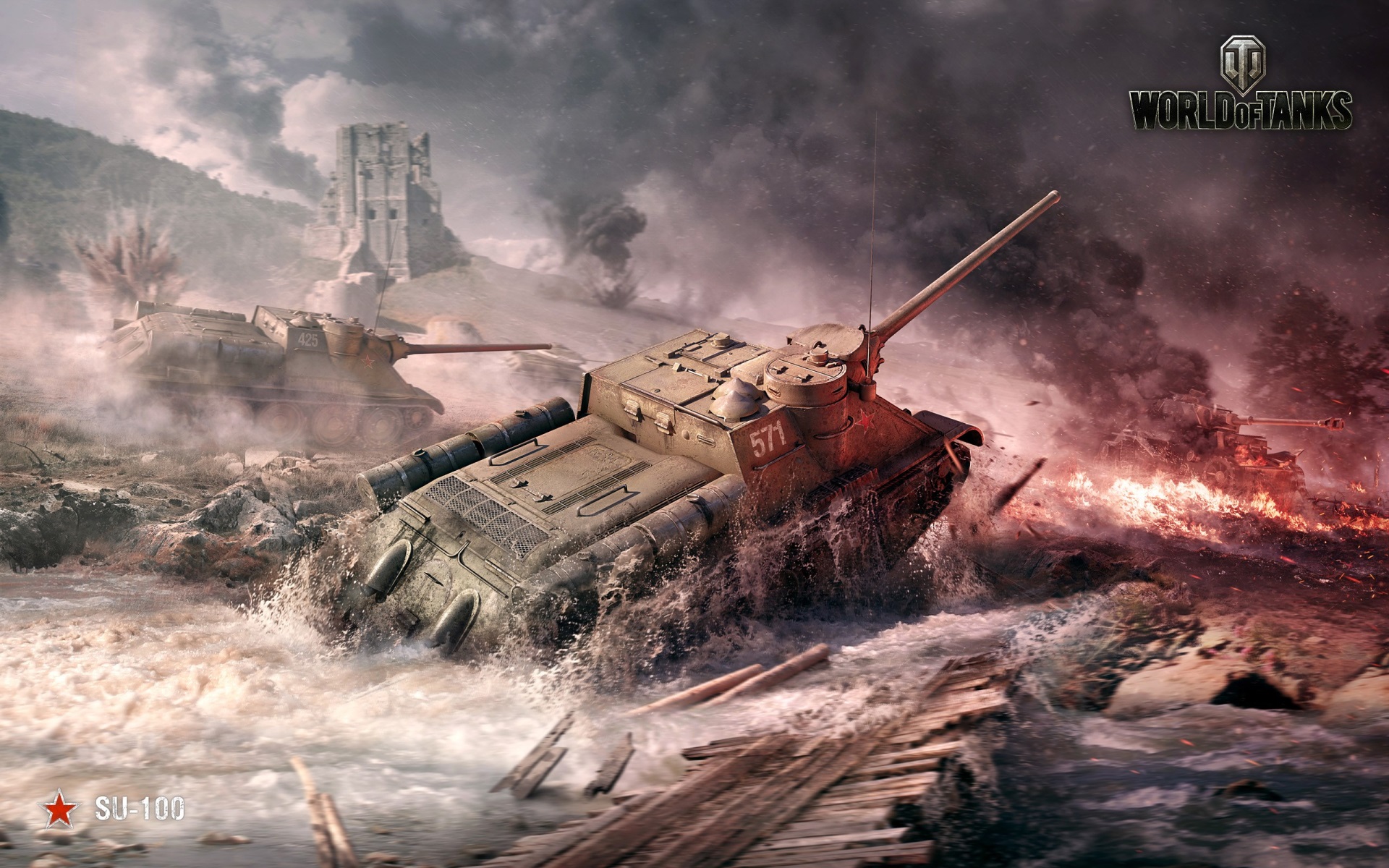 SU-100 tanks in World of Tanks HD Wallpaper