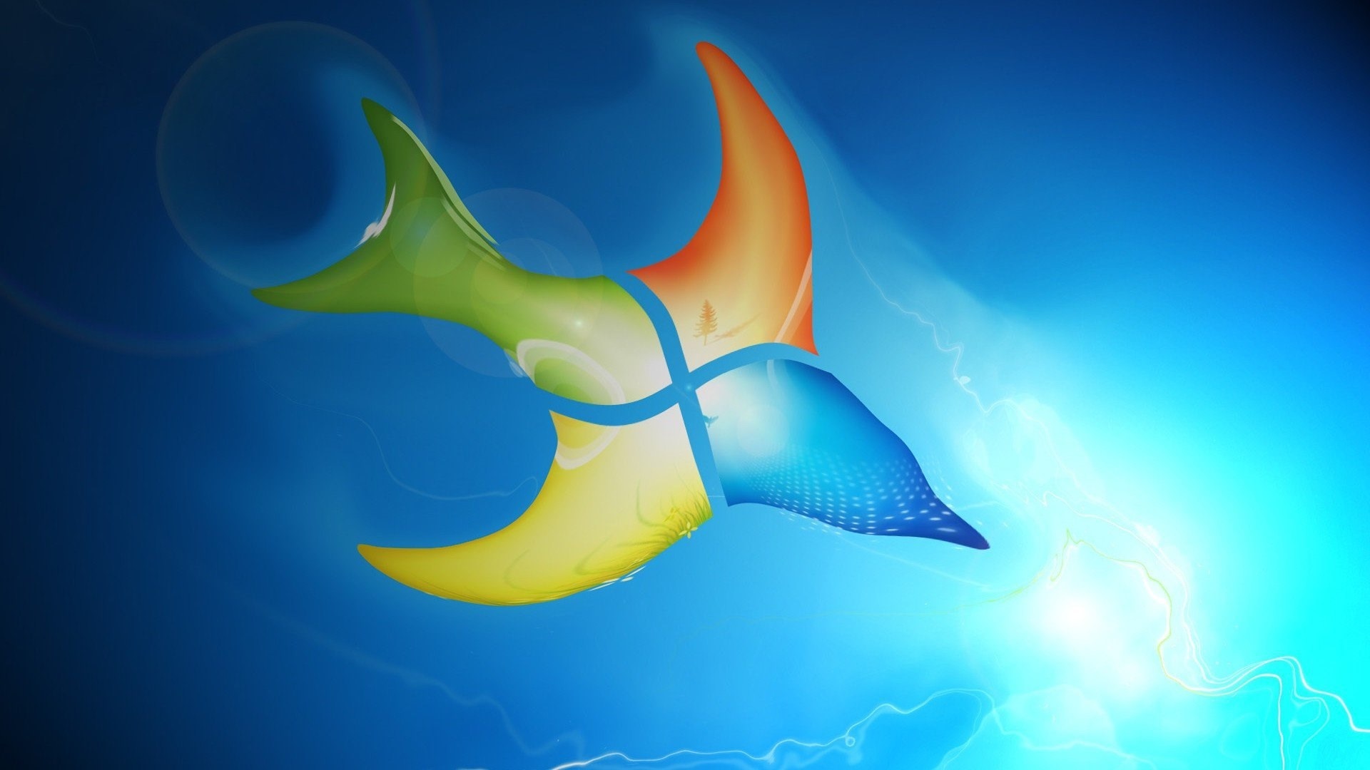 Windows logo abstract art with blue background HD Wallpaper