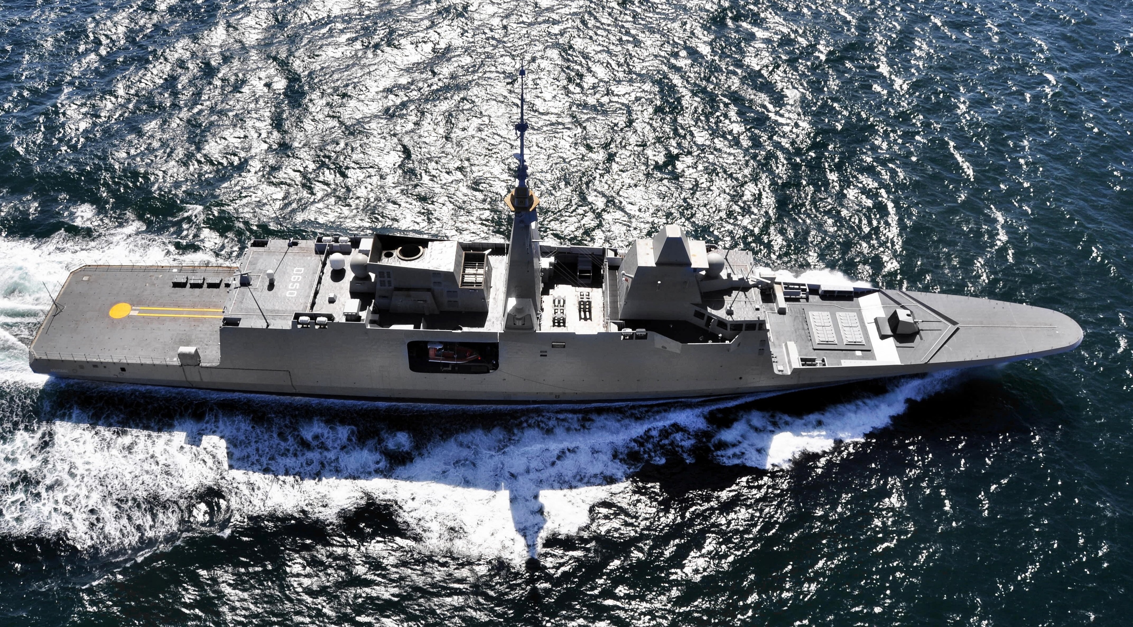 FREMM multipurpose frigate sailing on the ocean HD Wallpaper