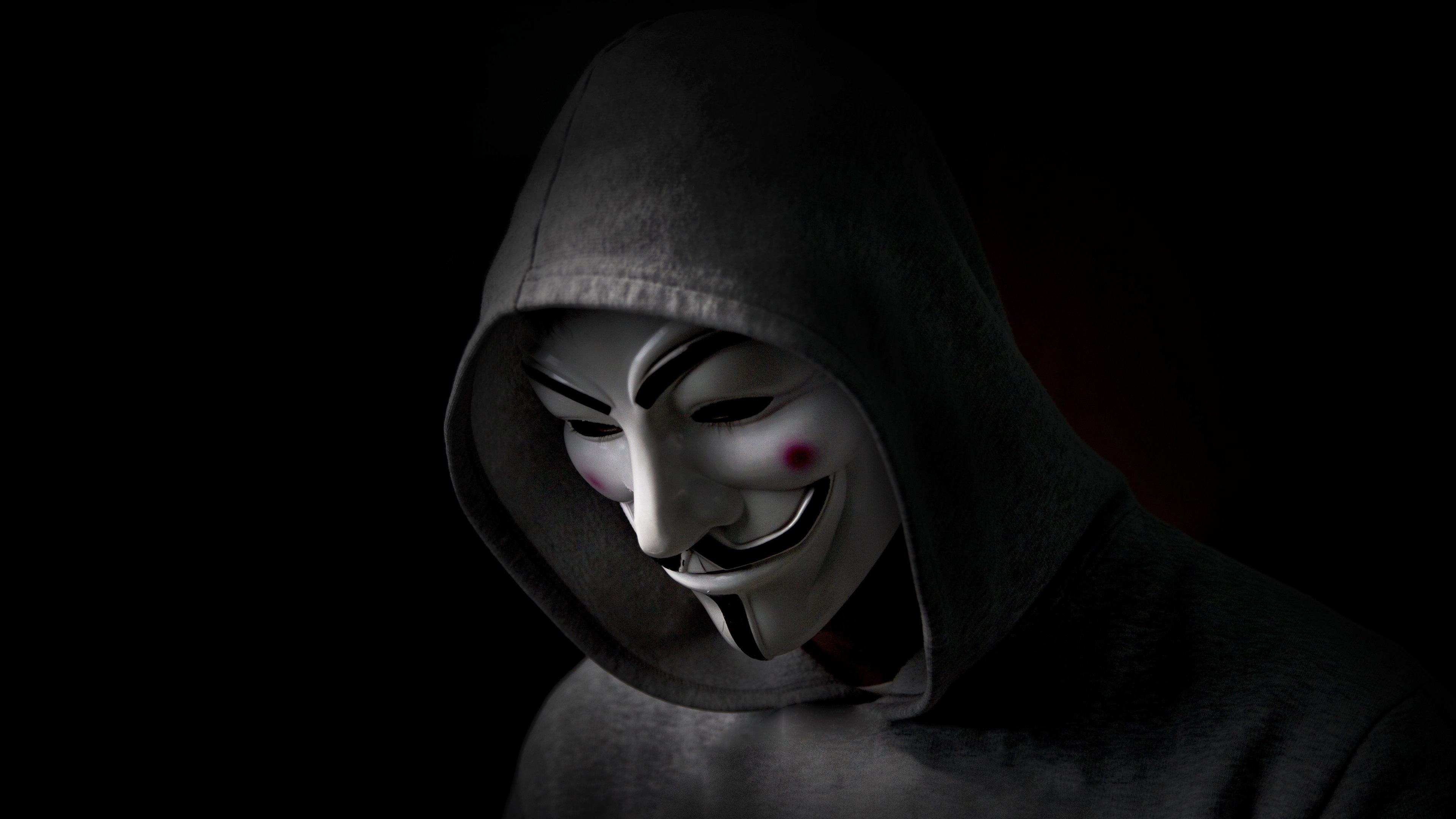 Anonymous mask wearer in a hoodie, 4K HD Wallpaper