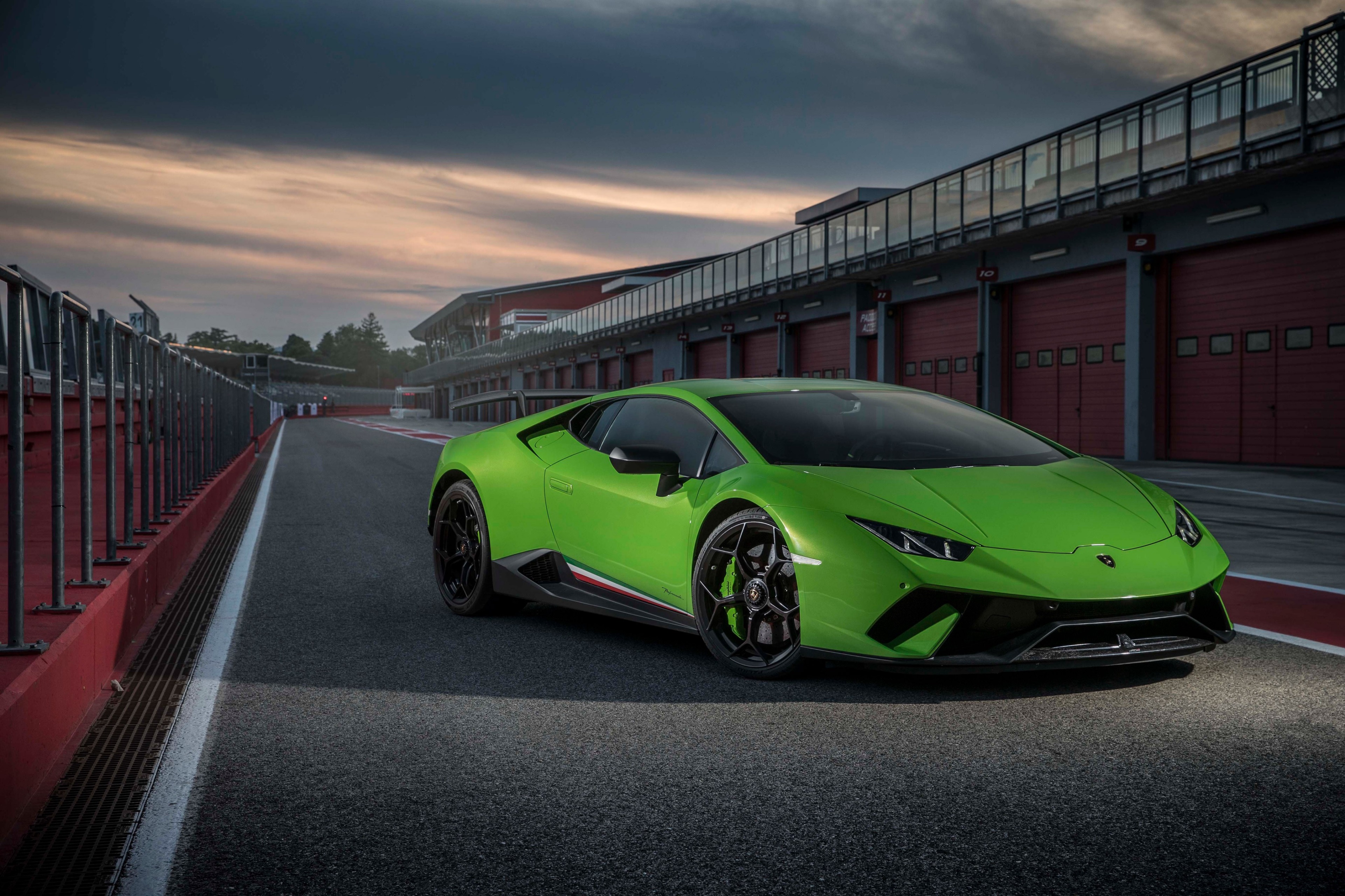 Green Lamborghini Huracan Performante on Race Track HD Wallpaper