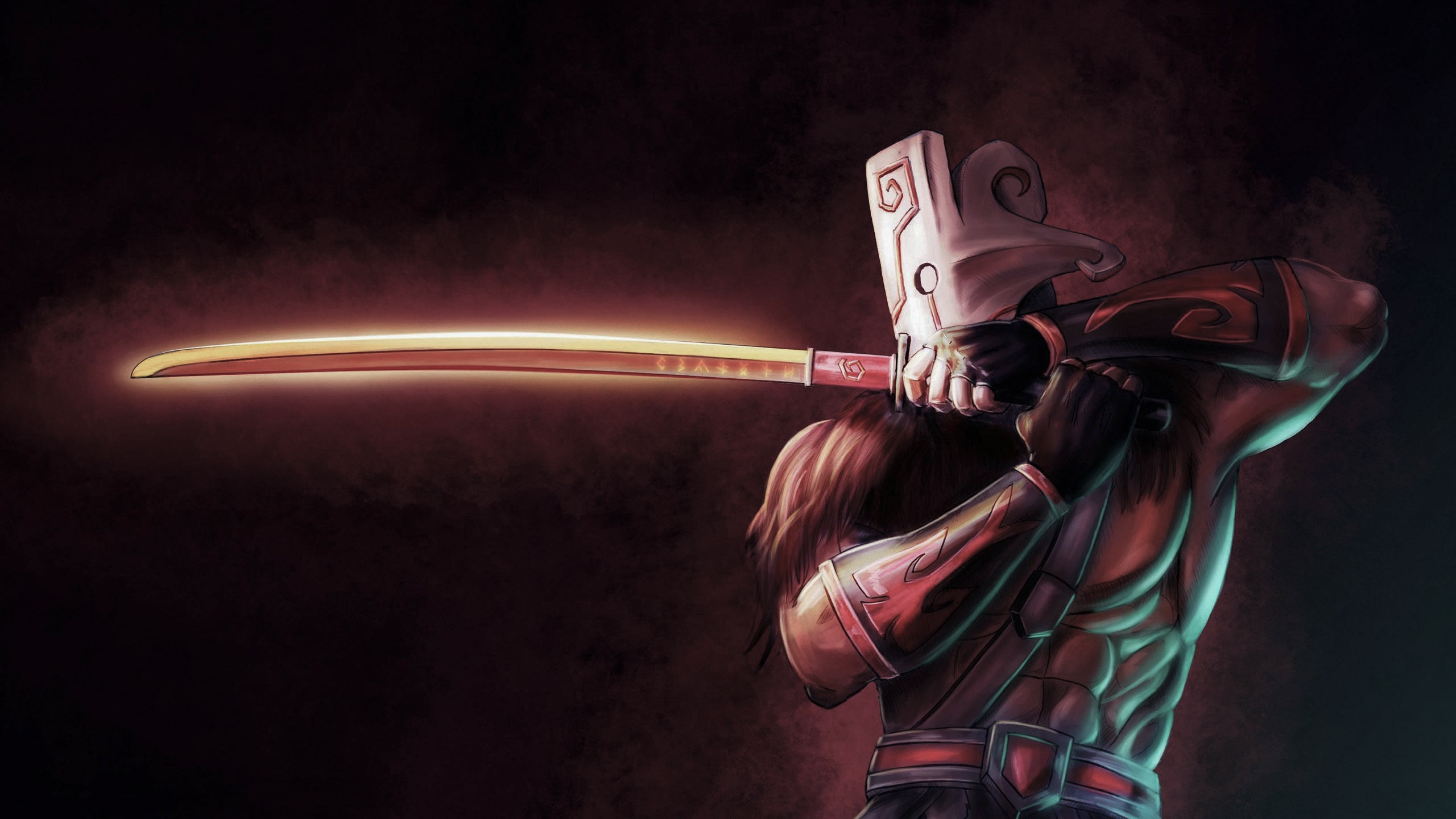 Juggernaut from Dota 2 holding a glowing sword HD Wallpaper