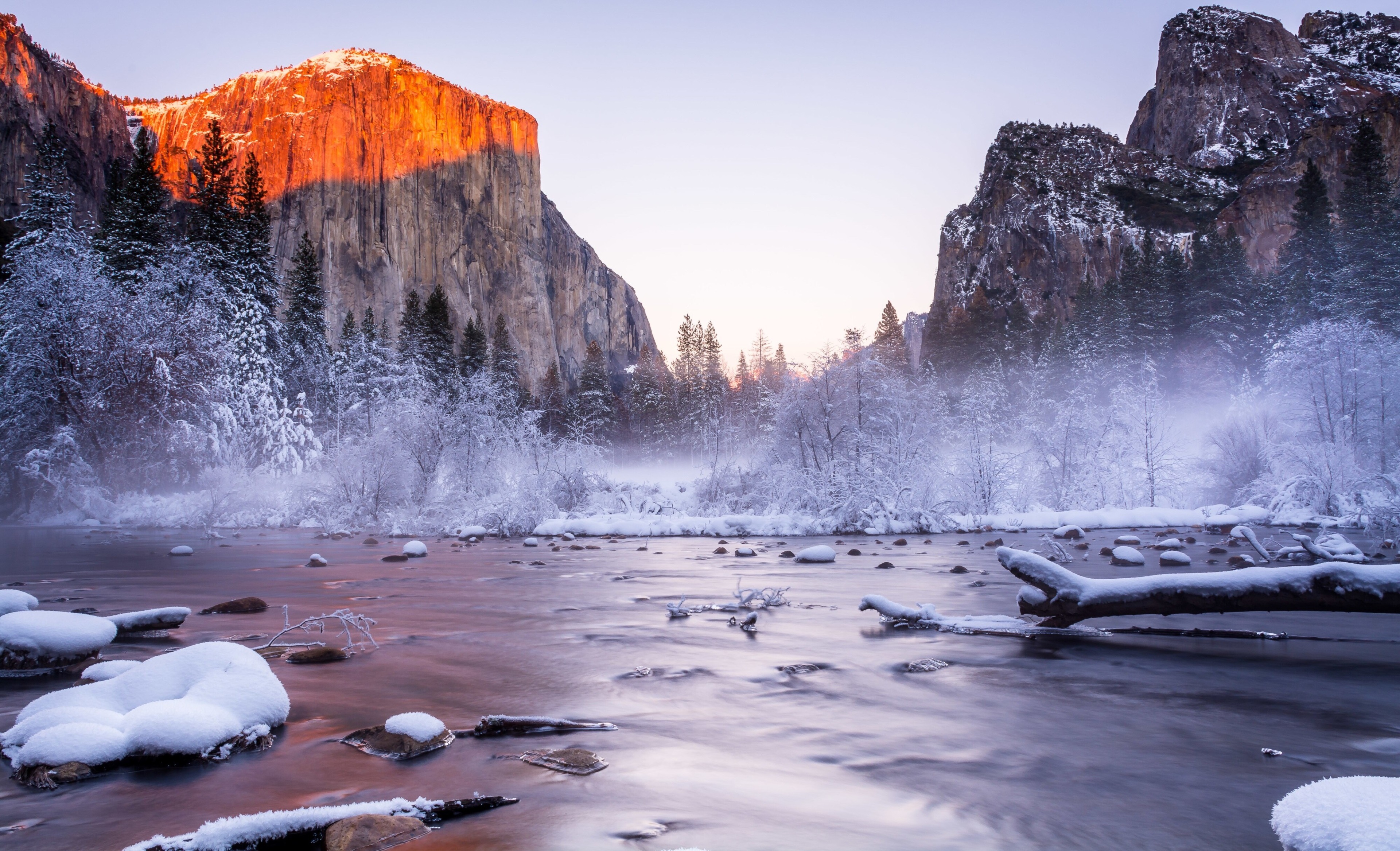 Yosemite National Park in Winter 4K HD Wallpaper