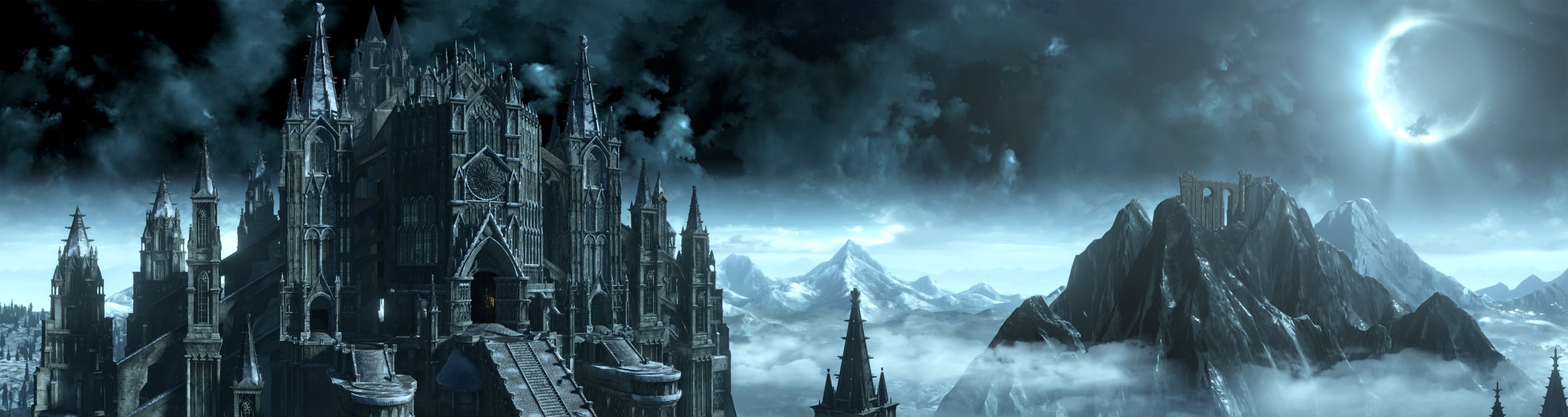 Dark Souls III 4K Castle and Mountains HD Wallpaper