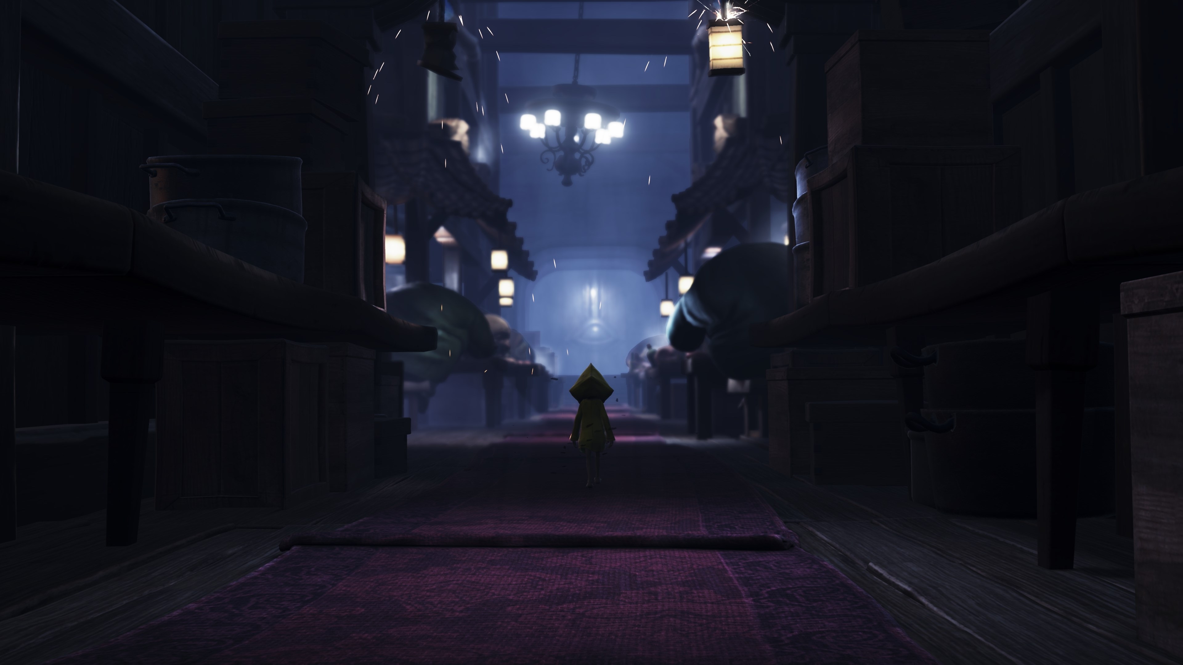 Six from Little Nightmares in a dark hall HD Wallpaper