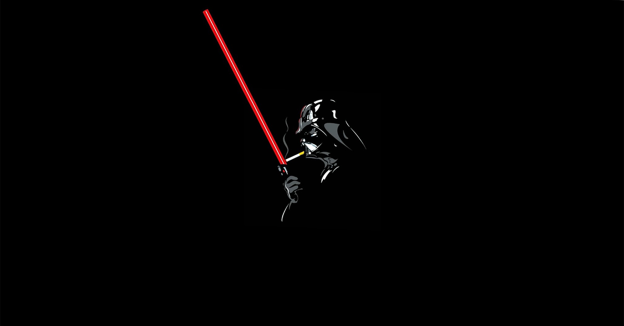 Darth Vader smoking a cigarette with a lightsaber HD Wallpaper