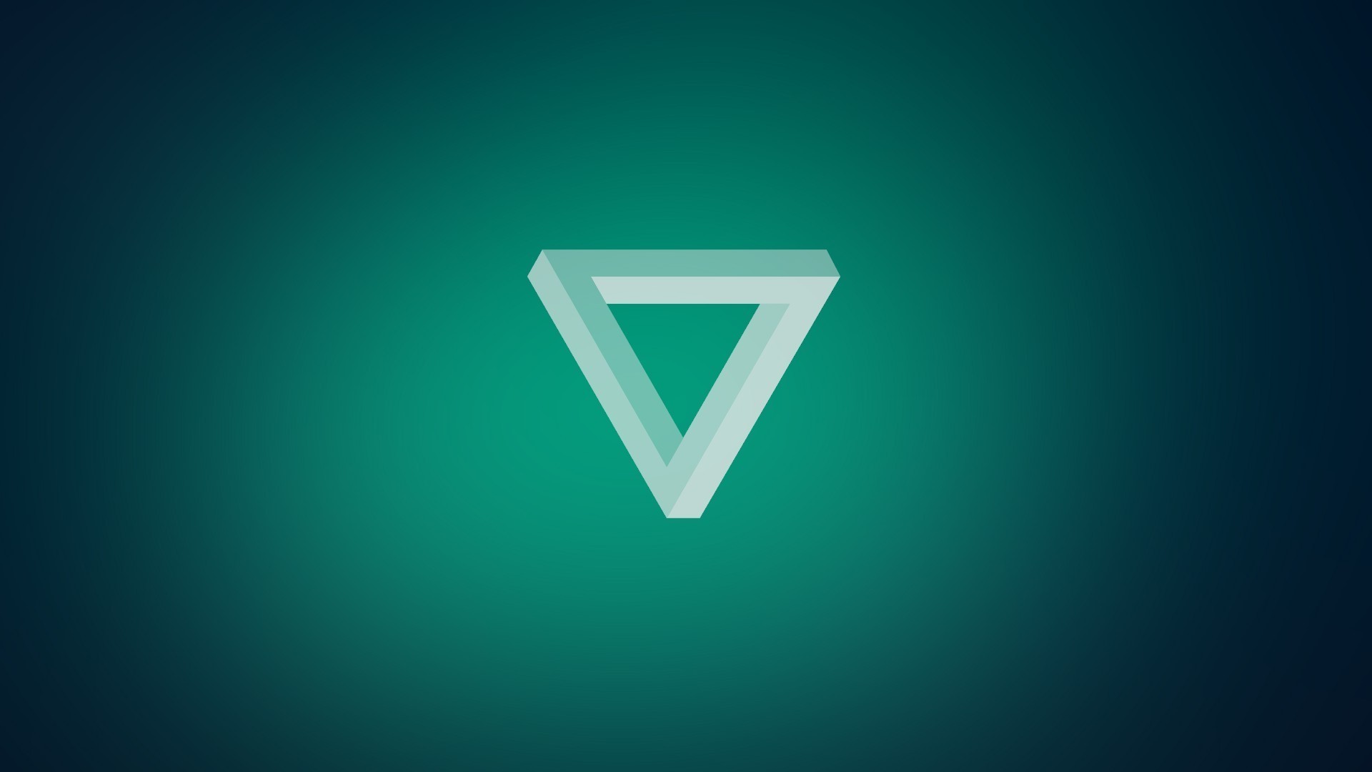Penrose triangle on a teal gradient background HD Wallpaper