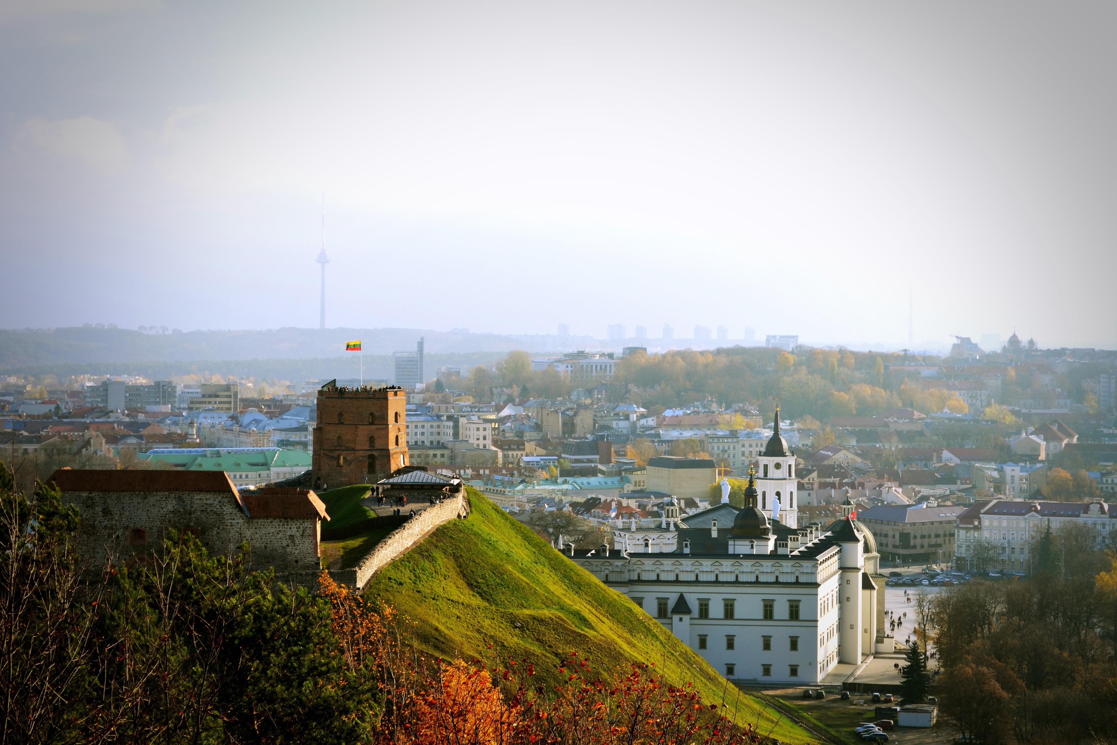 Vilnius, Lithuania cityscape with Gediminas' Tower HD Wallpaper
