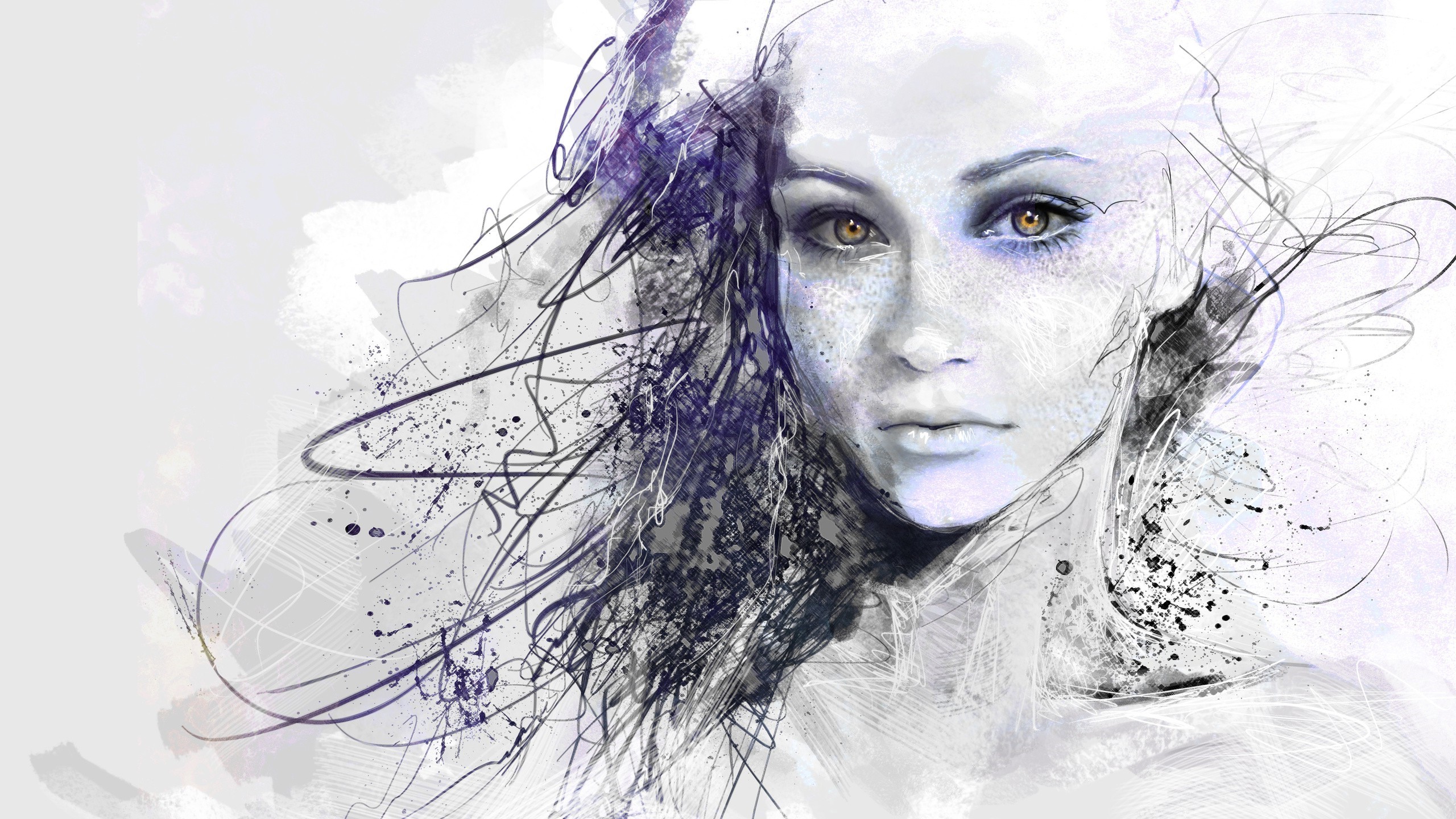 Abstract digital art of a woman's face HD Wallpaper